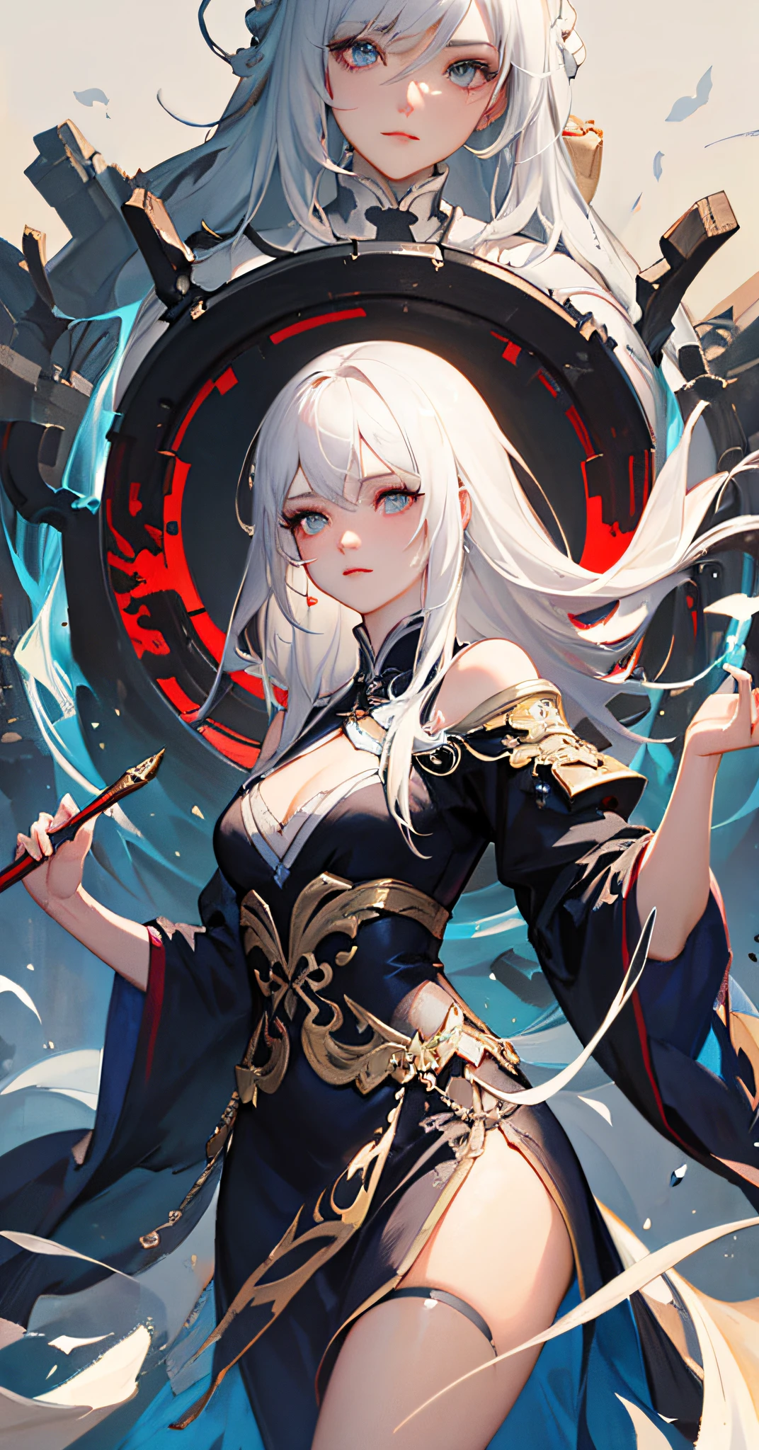 a close up of a woman with white hair and a white mask, beautiful character painting, guweiz, artwork in the style of guweiz, white haired deity, by Yang J, epic exquisite character art, stunning character art, by Fan Qi, by Wuzhun Shifan, guweiz on pixiv artstation