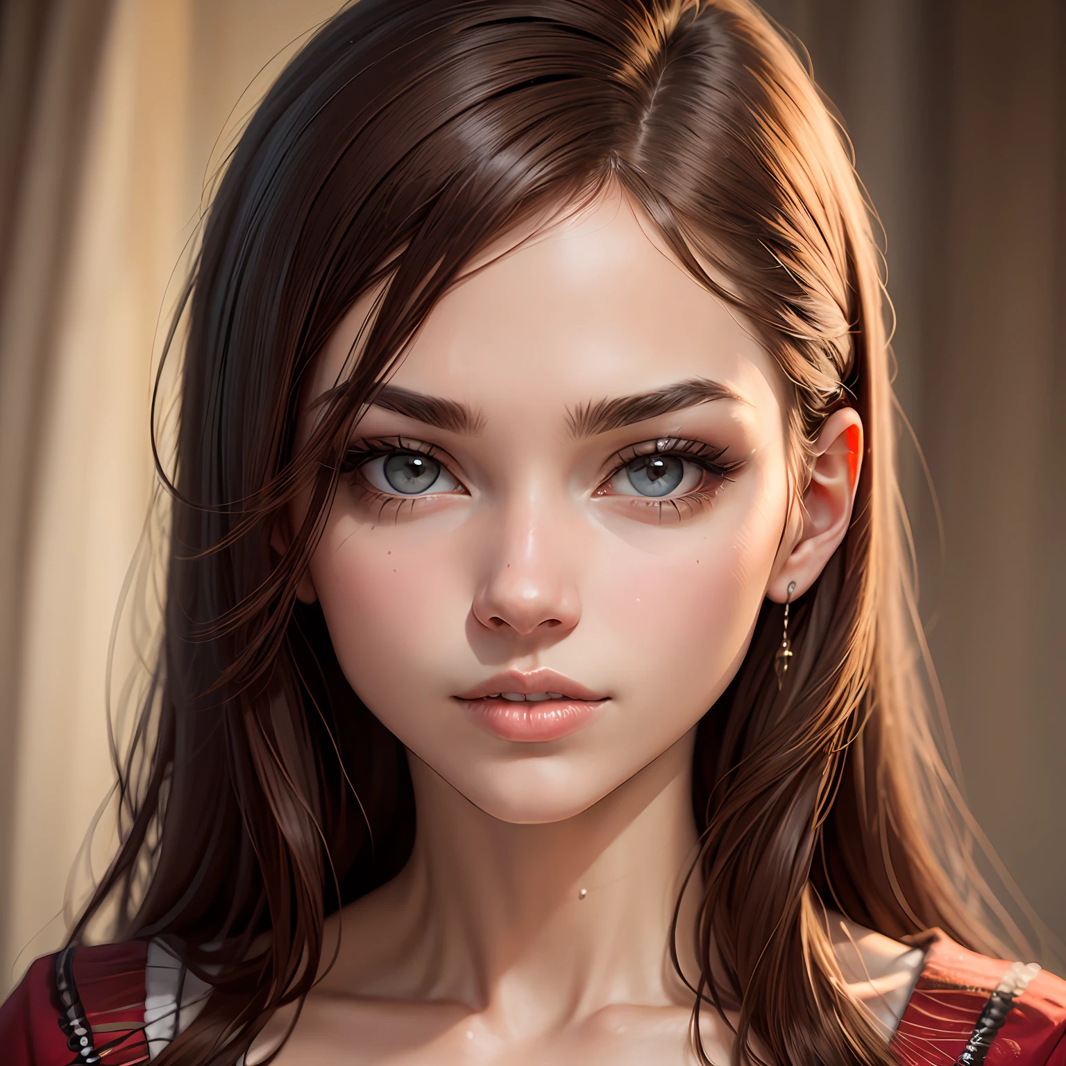 Very beautiful woman, detailed face, brown hair