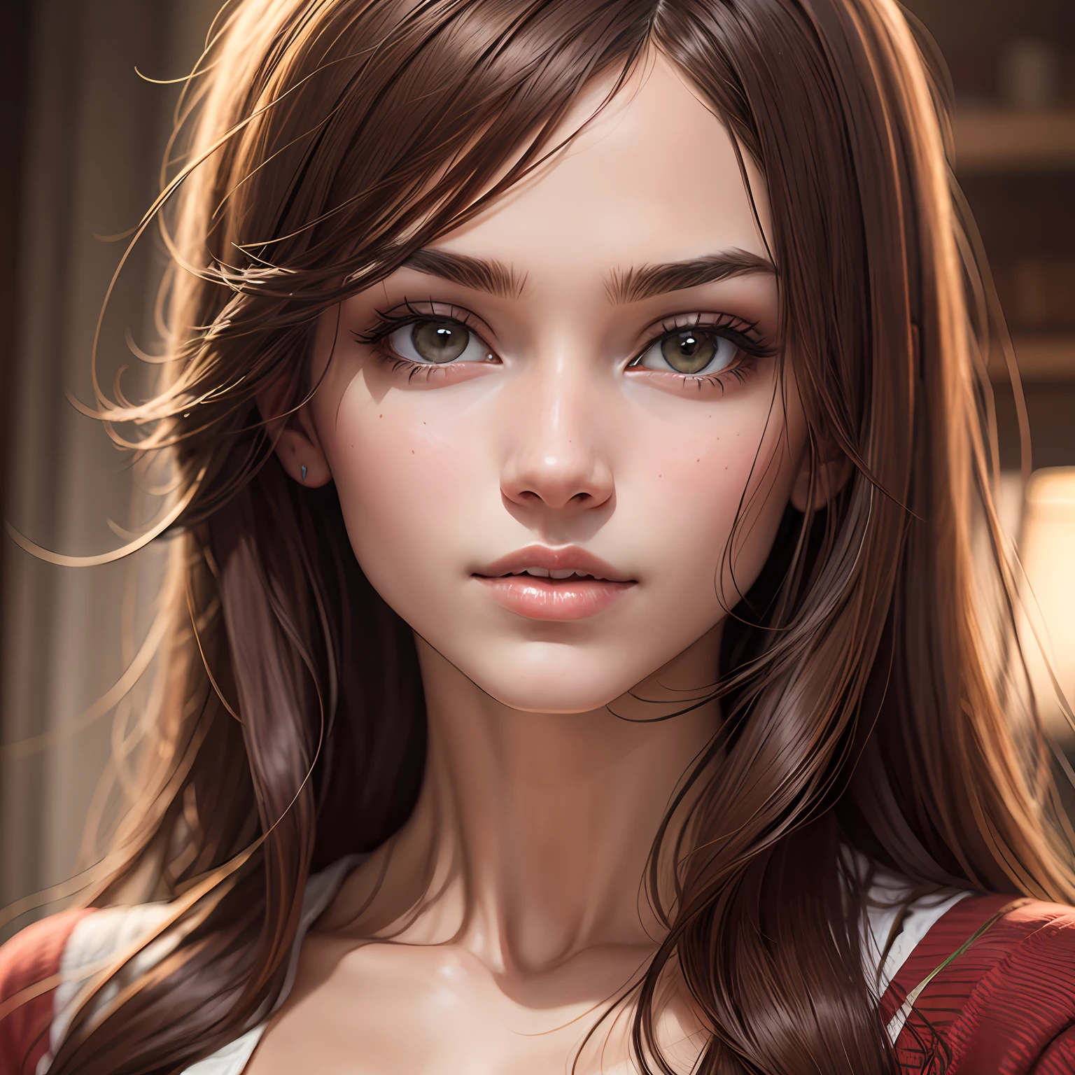 Very beautiful woman, detailed face, brown hair