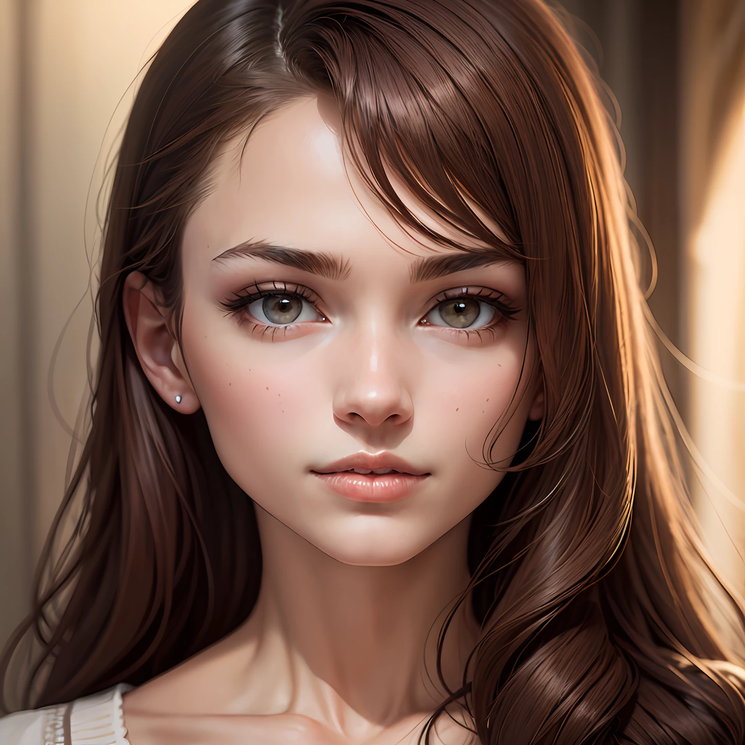 Very beautiful woman, detailed face, brown hair