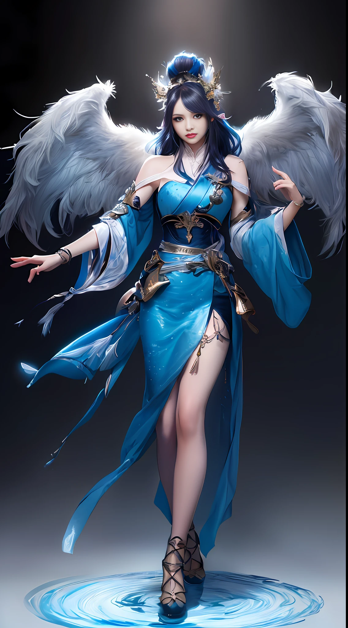 (8k, RAW Photo: 1.2), Best Quality, Illustration, Beautiful Painting, 1 Woman, Beautiful Face, Delicate Skin, Gorgeous Bun, Hair Accessories, Hanfu, Full Body, Huge Colored Wings on the Back, High Detail, Accent, Color Ink Painting, Splash Color, (((colorful)), lycoris, Sketch, Denoising, Splashing ink, Dramatic, Cinematic, Particle Special Effects, Fairy Style, White Background, Super High Resolution, Best Shadow, RAW, (HDR) (wallpaper) (cinematic lighting) (sharp focus), masterpiece, (very detailed CG unified 8k wallpaper)