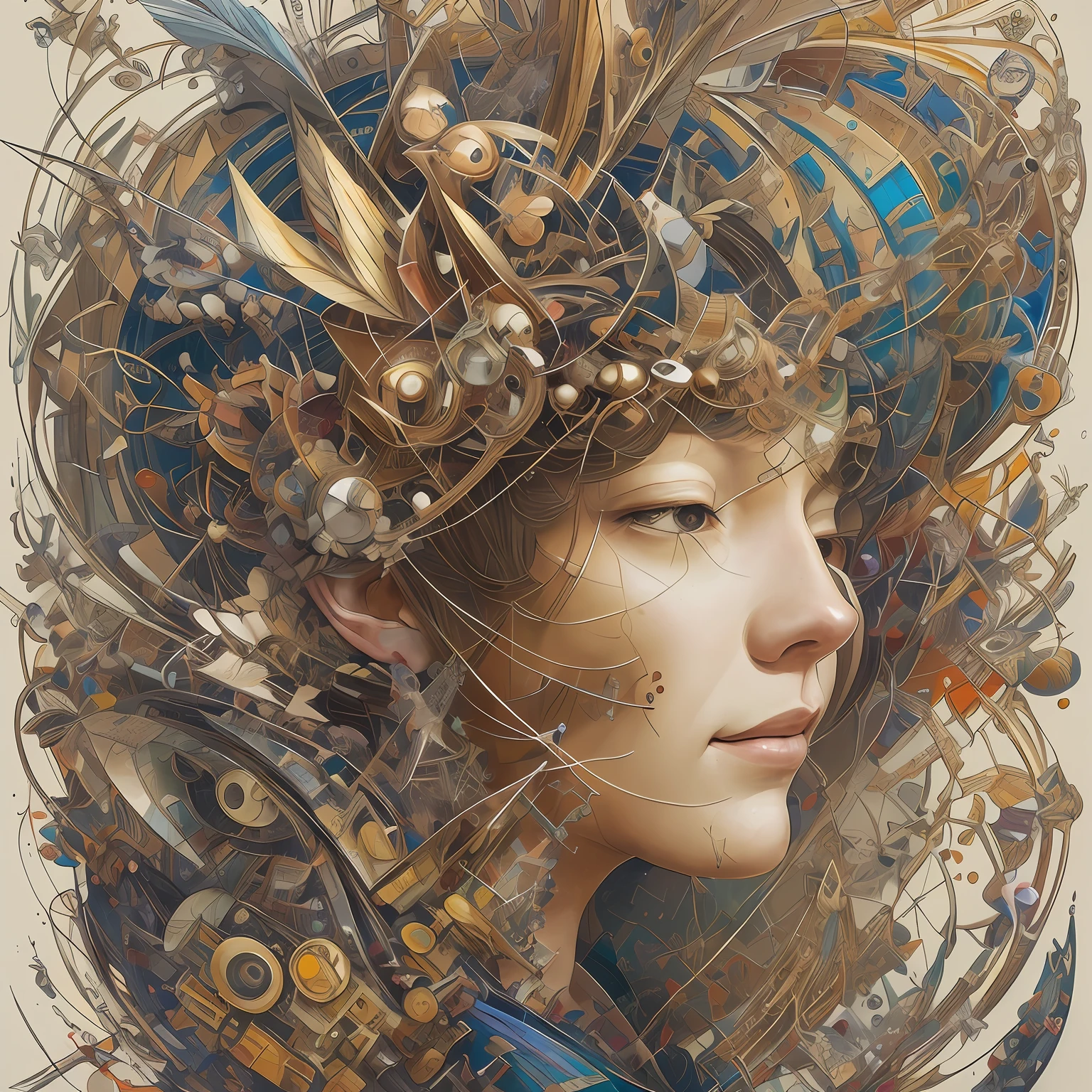 an astronaut of Yoshitaka Amano, Ellen Jewett and caravaggio :: A detailed, elegant, intricate and colorful portrait in mixed media :: A masterpiece of surreal art, a vibrant painting --auto --s2