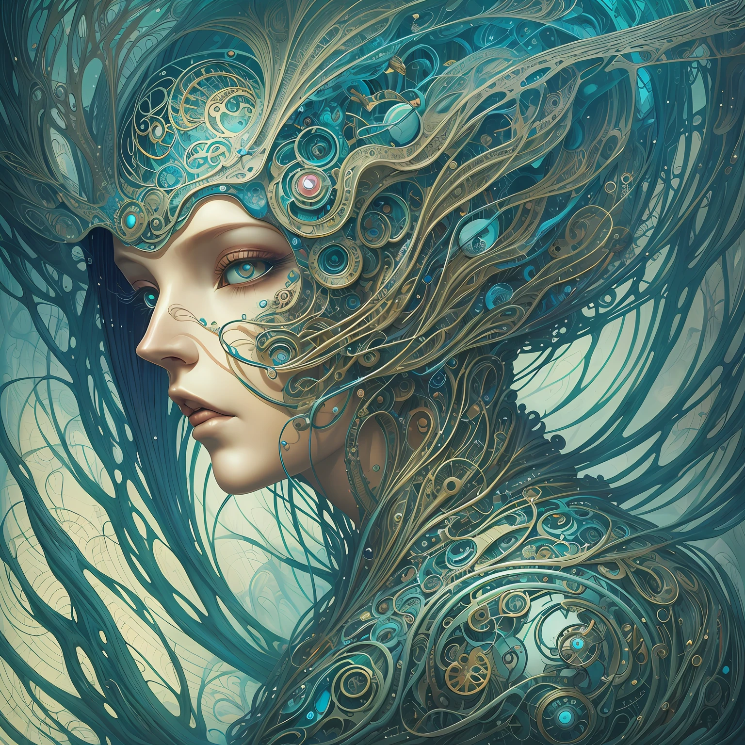 an astronaut of Yoshitaka Amano, Ellen Jewett and caravaggio :: A detailed, elegant, intricate and colorful portrait in mixed media :: A masterpiece of surreal art, a vibrant painting --auto --s2