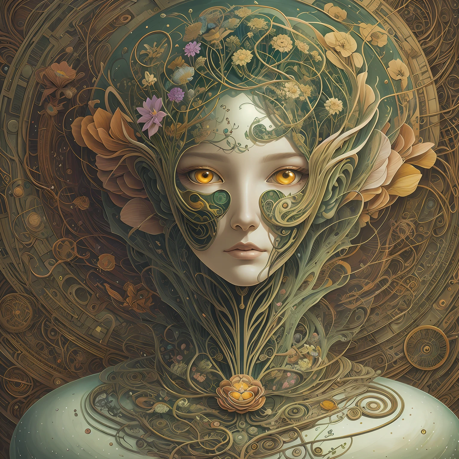 an astronaut of Yoshitaka Amano, Ellen Jewett and caravaggio :: A detailed, elegant, intricate and colorful portrait in mixed media :: A masterpiece of surreal art, a vibrant painting --auto --s2