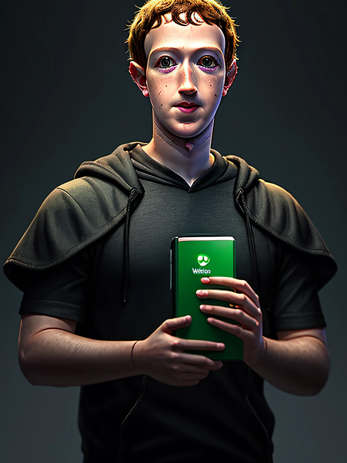 (highly detailed: 1.2),(best quality:1.2),8k,sharp focus,(subsurface scattering:1.1),(nsfw:1.1), (award-winning photo:1.2),1girl (mark zuckerberg holding whatsapp:1.3), 2) (very detailed clothes:1.2), (highly detailed background:1.3), RPG, Elden Ring, (professional portrait photography:1.2), dramatic lighting,artstation, artgerm, greg rutkowski, alphonse mucha, trend in artstation, trend in deviantart, wlop