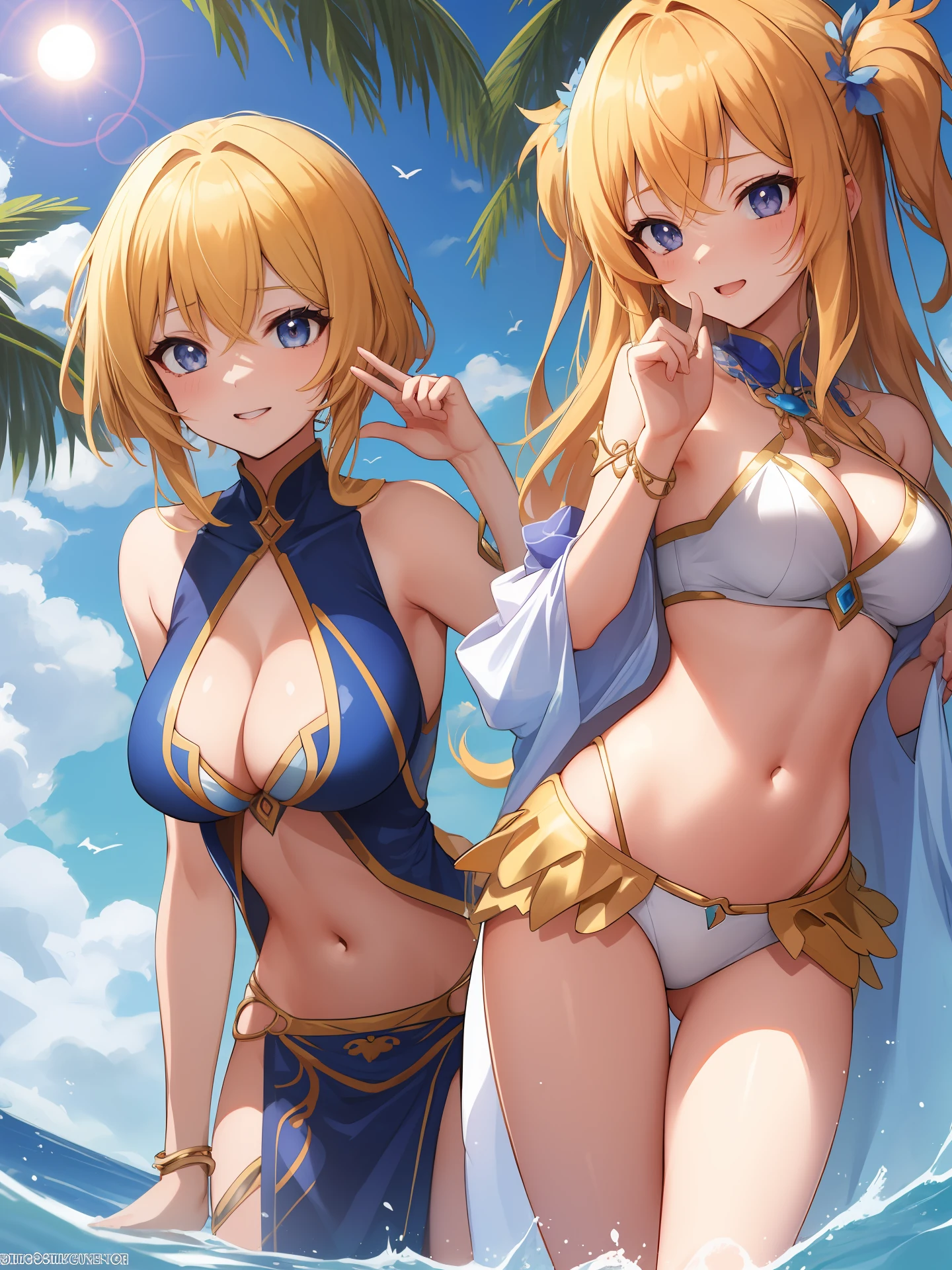 Goddess of sun, exposed midriff, sexy, anime style