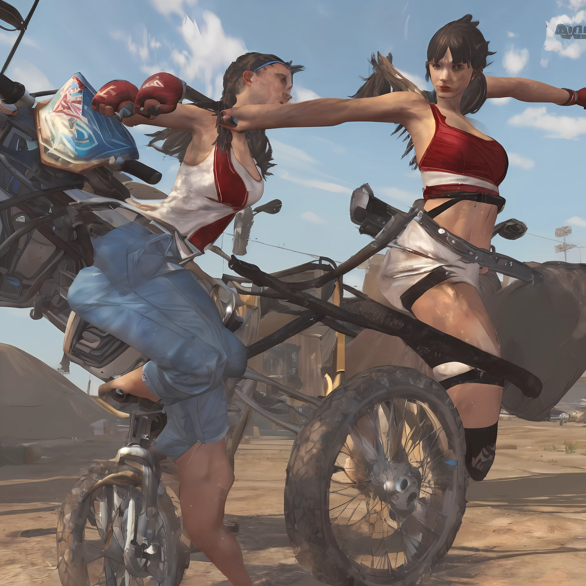 Woman, young, fighter, realistic, sexy, sweaty --auto