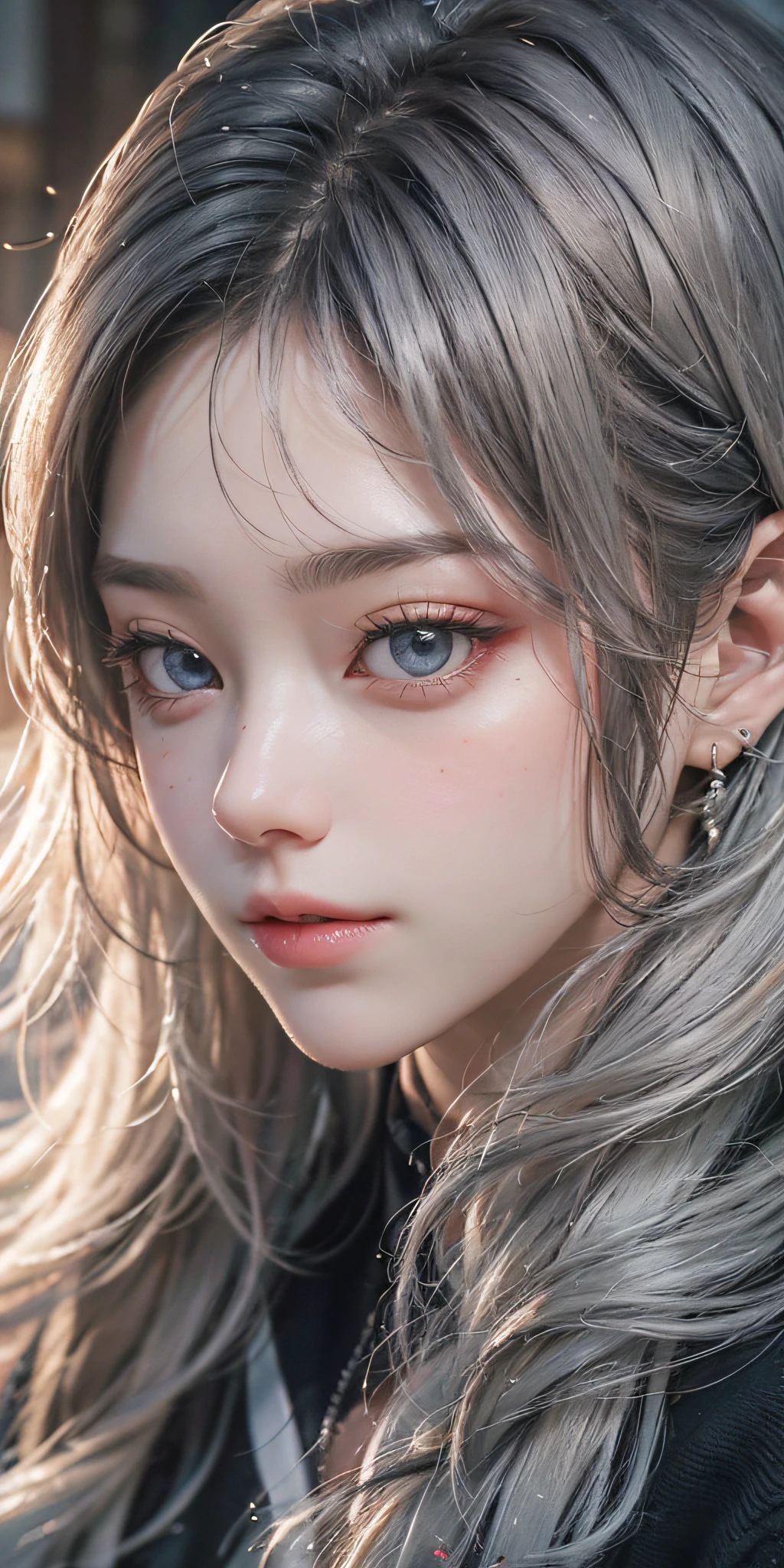 (8k, best quality, masterpiece:1.2), (realistic, photo-realistic:1.37), best quality, masterpiece, unity, an extremely delicate and beautiful,Pure lust for wind, messy hair, hair blown by wind,(white sweater:1.1), extremely detailed, Amazing, finely detail, masterpiece, best quality, official art, absurdres, incredibly absurdres, huge filesize, ultra-detailed, highres, extremely detailed, beautiful detailed girl, extremely detailed eyes and face, beautiful detailed eyes, light on face,white hair, Kpop idol,(ulzzang-6500:1.6