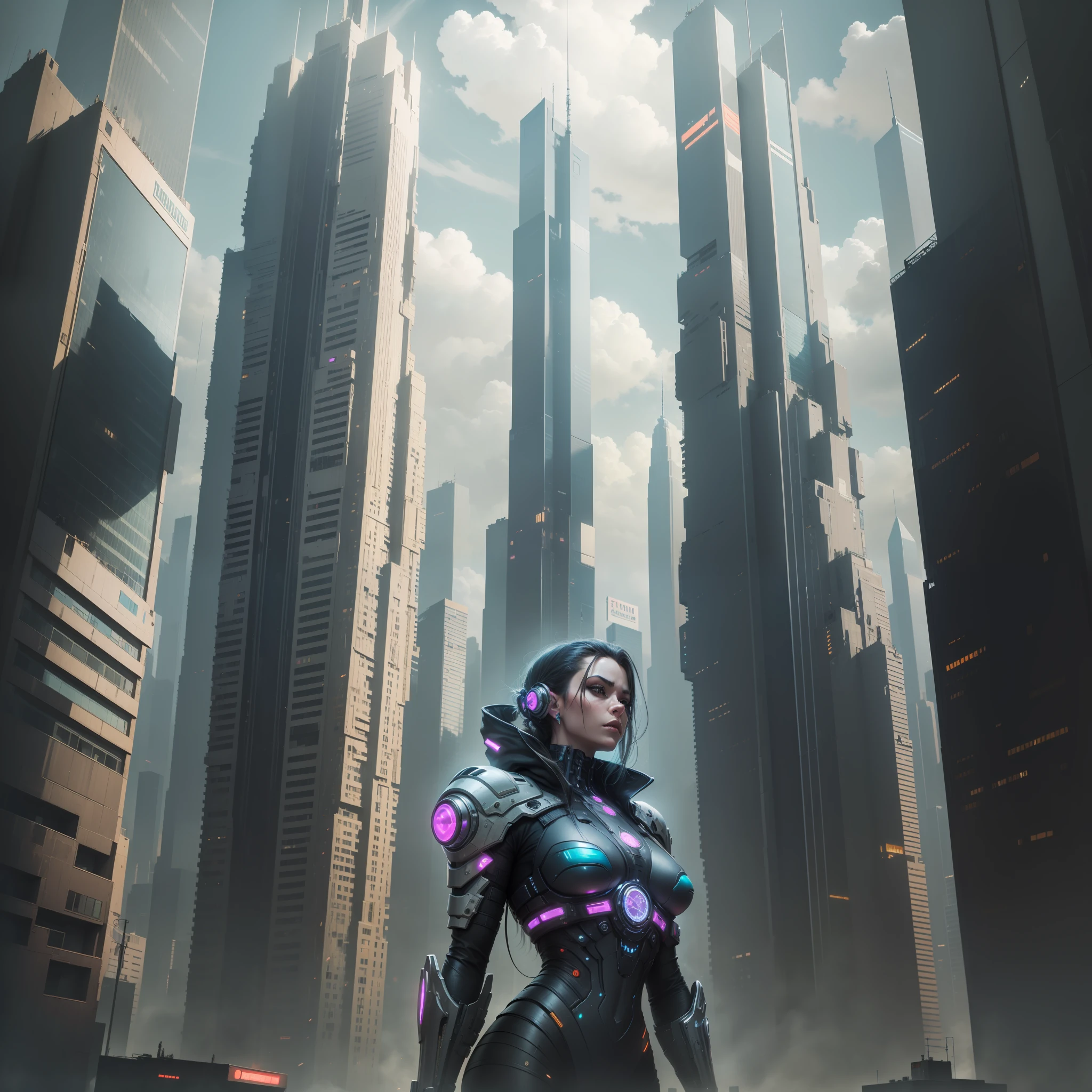 Cyberpunk Futuristic World Sci-Fi Universe Skyscrapers Megalithography Top Quality Ultra High Definition Masterpiece Ultra Real Fantasy