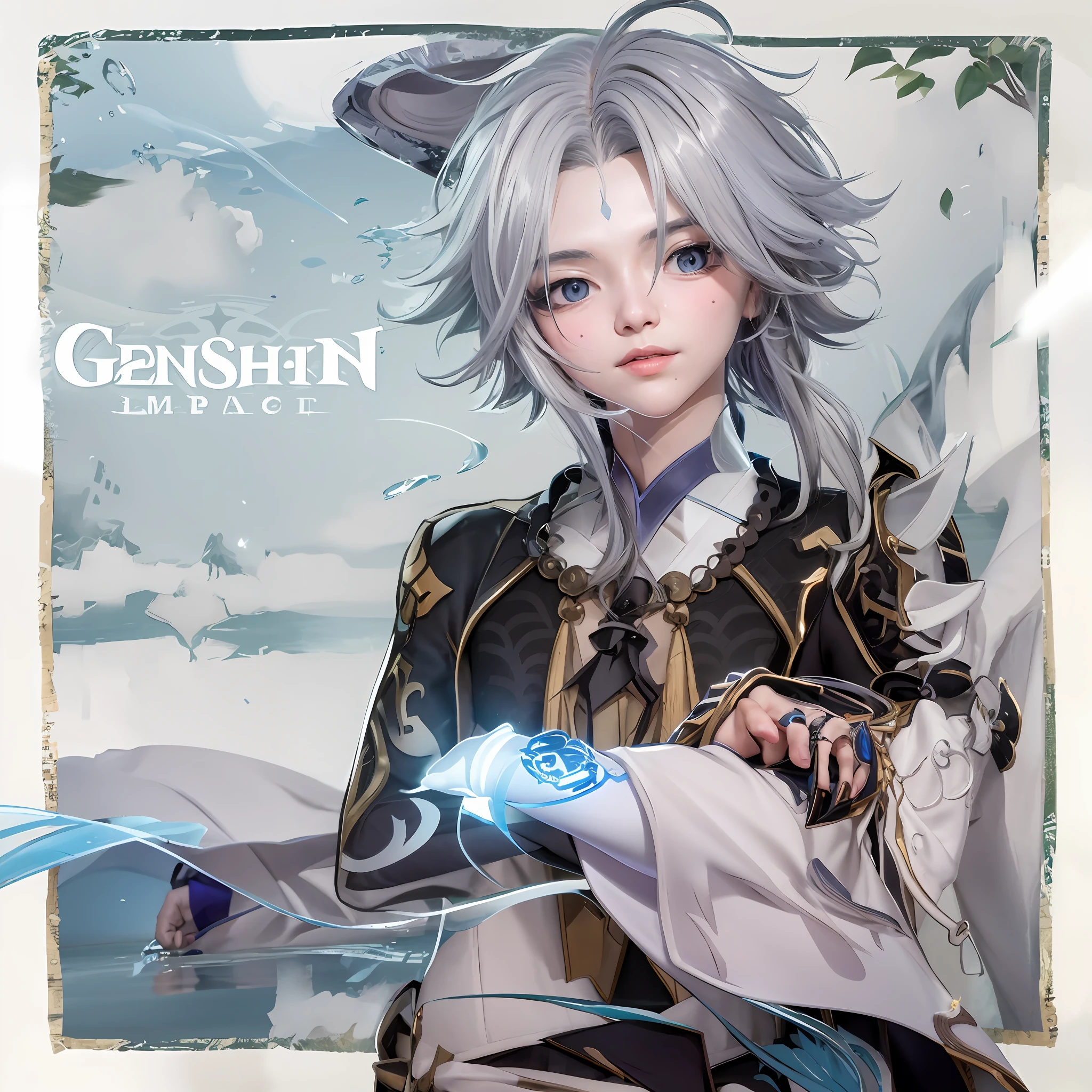 A closeup of a person holding a sword near a body of water, genshin, genshin impact character,genshin impact, genshin impact, genshin impact style,video game,official art