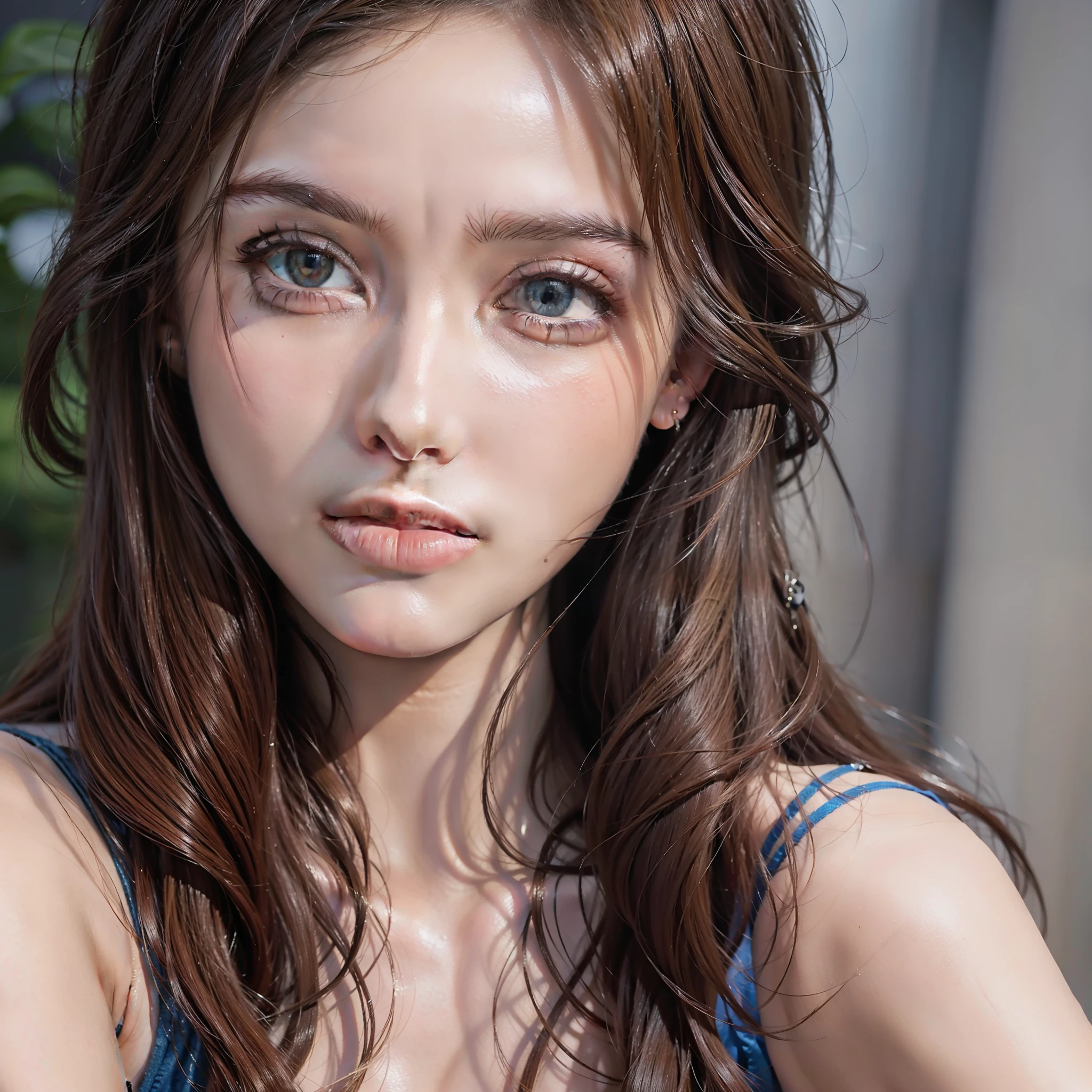 8K, Best Quality, Masterpiece, Ultra High Resolution, (Realism: 1.4), Original Photo, (Realistic Skin Texture: 1.3), (Film Grain: 1.3), (Selfie Angle)1 Girl, Beautiful Eyes and Face Details, Masterpiece, Best Quality, Close-up, Upper Body, Looking at the Viewer