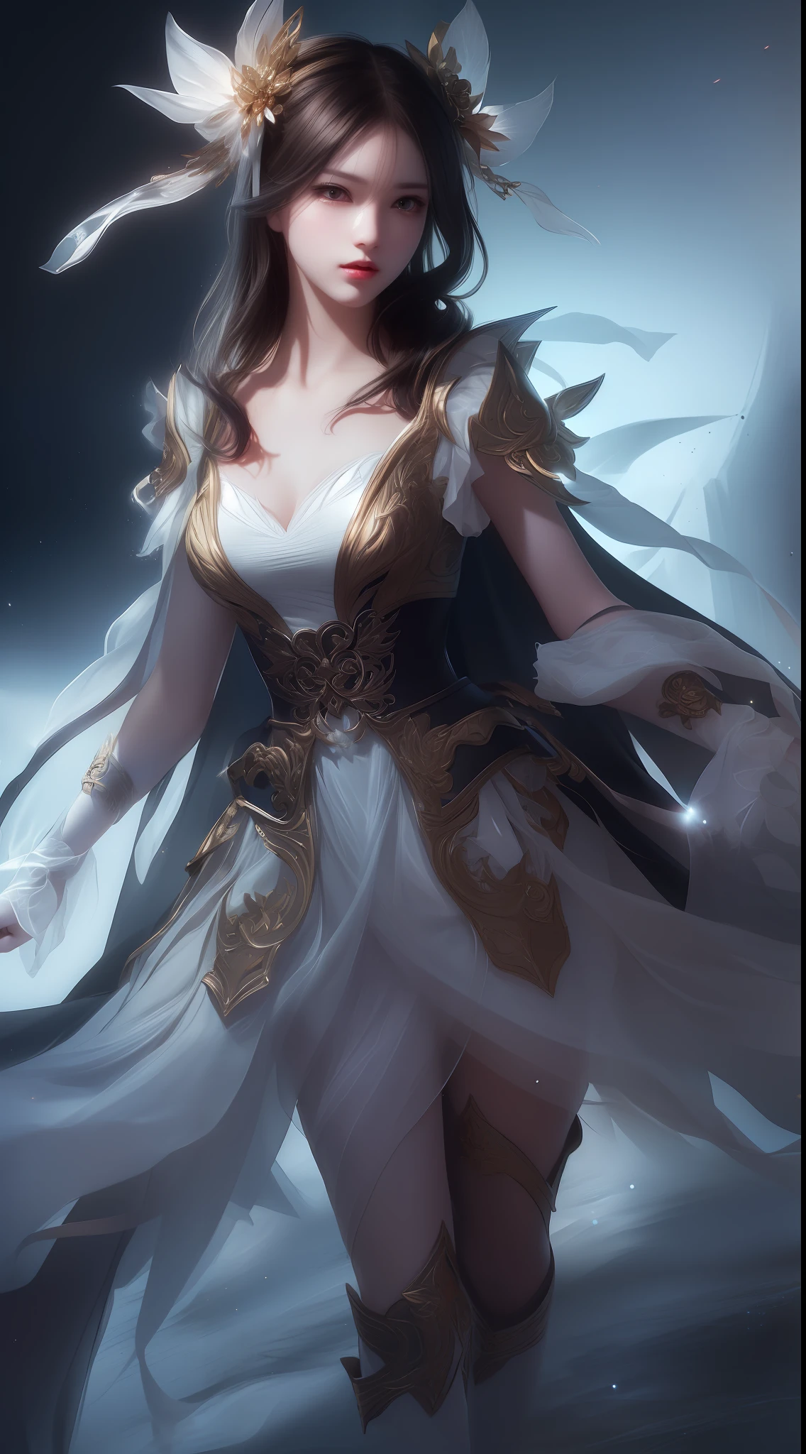 (8k, RAW Photo: 1.2), Best Quality, Illustration, Beautiful Painting, 1 Woman, Beautiful Face, Delicate Skin, Gorgeous Bun, Hair Accessories, Hanfu, Above the Knee, High Detail, Accent, Ink Painting, Splash Color, (((colorful)), lycoris, Sketch, Denoising, Splashing ink, Dramatic, Cinematic, Particle Special Effects, Fairy Style, White Background, Super High Resolution, Best Shadow, RAW, (HDR) (Wallpaper) (Cinematic Lighting) (Sharp Focus), Masterpiece, (very detailed CG unified 8k wallpaper)