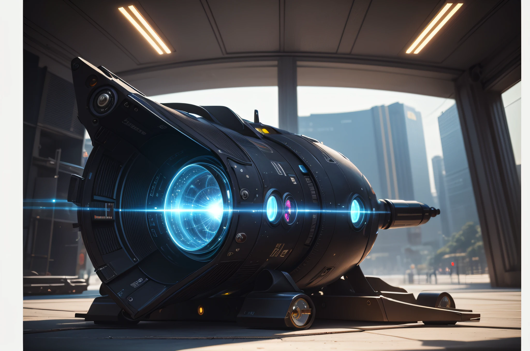 ((photo)), ((best quality)), ((masterpiece)), ((detailed)), a high tech quantum engine propulsion device.