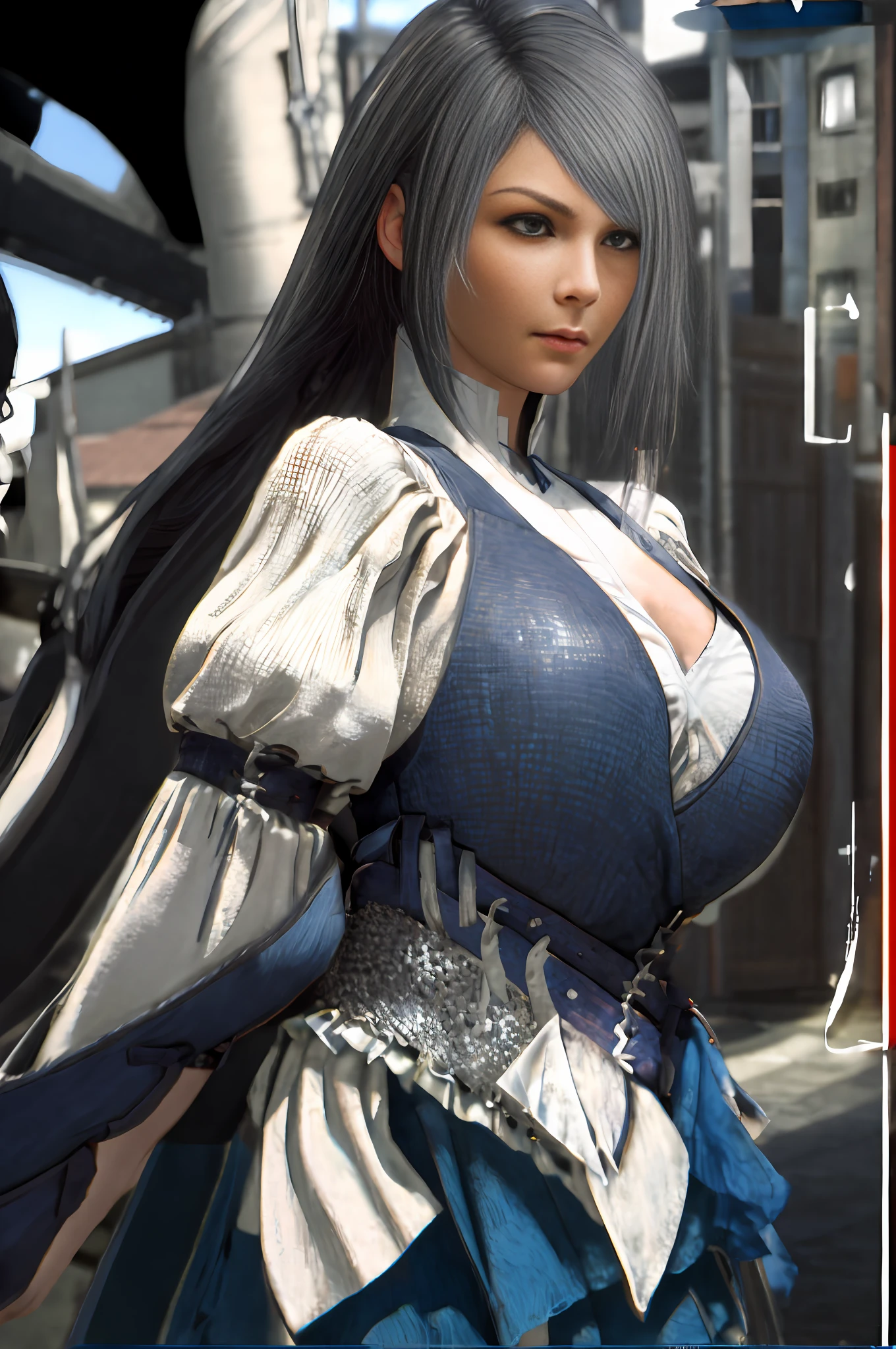 Best quality,masterpiece,ultra high res,1girl,(long hair:1.2),jill_warrick, looking at viewer, largest breasts, perfect body, dynamic pose,