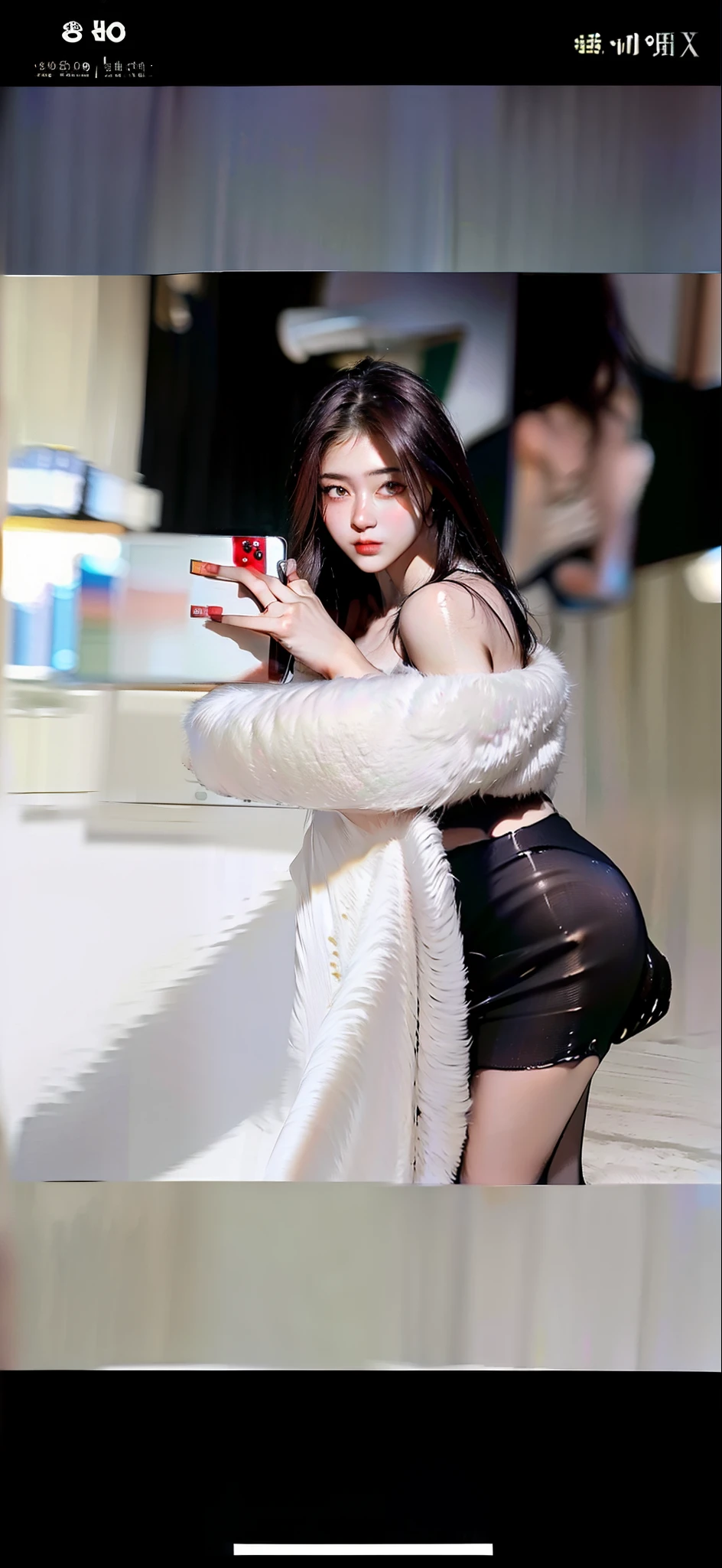 8K, Best Quality, Masterpiece, Ultra High Resolution, (Realism: 1.4), Original Photo, (Realistic Skin Texture: 1.3), (Film Grain: 1.3), (Selfie Angle), 1 Girl, Beautiful Eyes and Face Details, Masterpiece, Best Quality, Close-up, Upper Body, Looking at the Viewer
