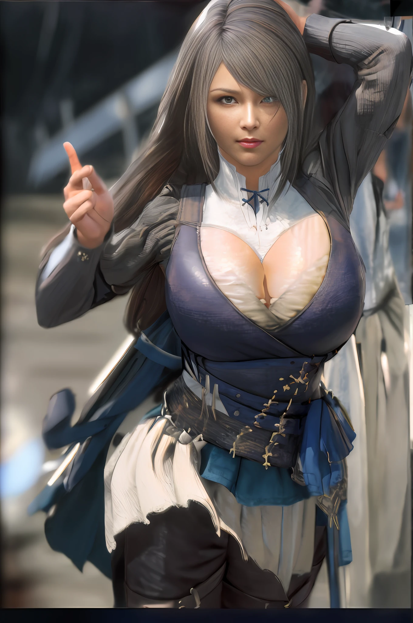 Best quality,masterpiece,ultra high res,1girl,(long hair:1.2),jill_warrick, looking at viewer, wallpaper HD, largest breasts, perfect body, dynamic pose,