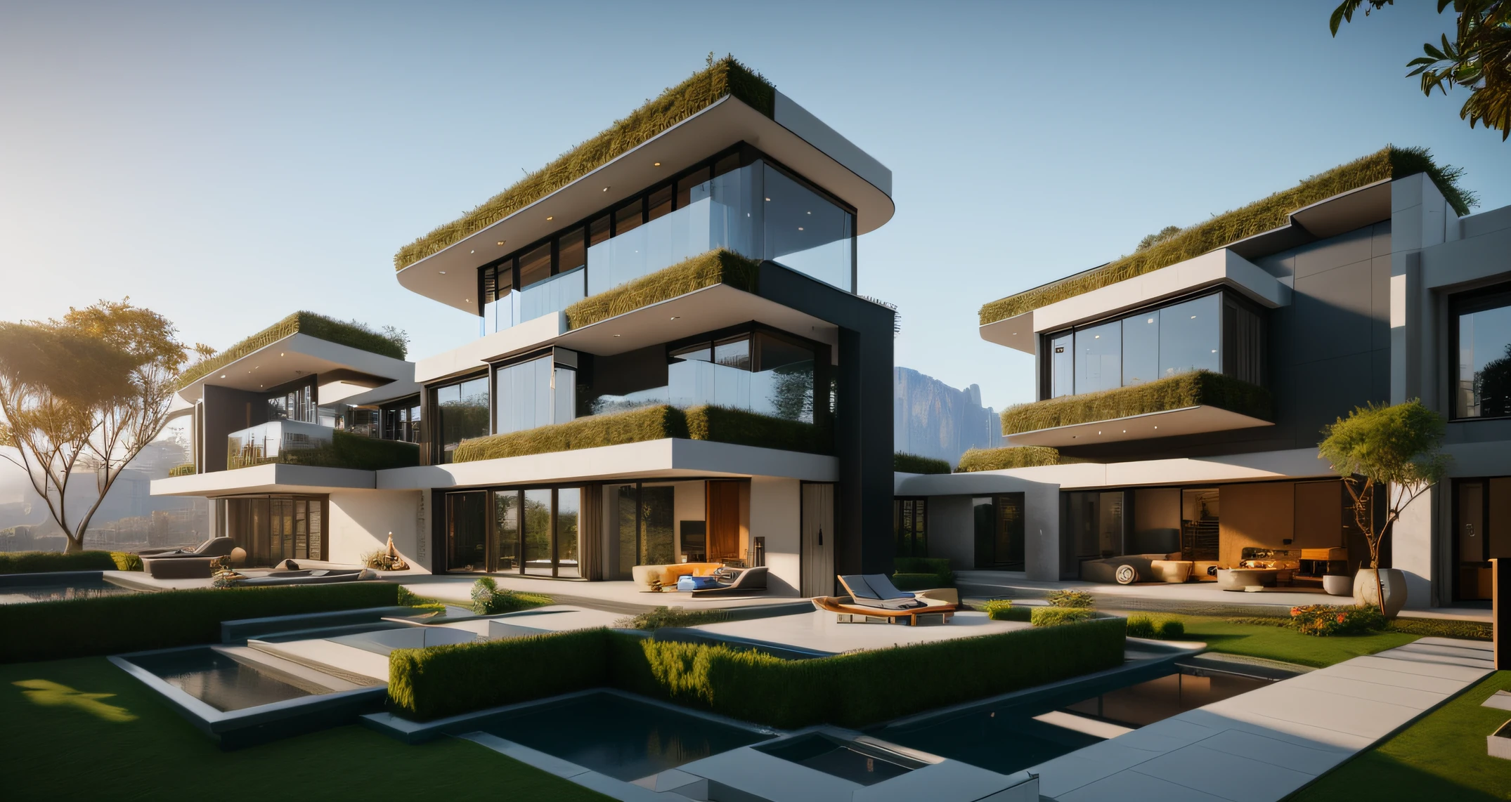 Master architect, house in the city, futuristic, modern, highly valuable , masterpiece, detailed symmetrical digital art, highly detailed, awe-inspiring, 8K, mythological, beautiful, masterpiece, award-winning, sharp focus, intricate, dramatic lighting, 8k, UHD, HDR, Unreal Engine 5, Photorealism, HD Quality, 8k resolution, High Definition, Digital Art, Unreal Engine, Highly Detailed, Realistic, Detailed, Refined, Highly Detailed, Soft light, Cinematic Lighting, Unreal Engine, octane render, post production, 4K, super wide angle, HD, 8K, 3D, super wide angle, epic scene, intricate, digital