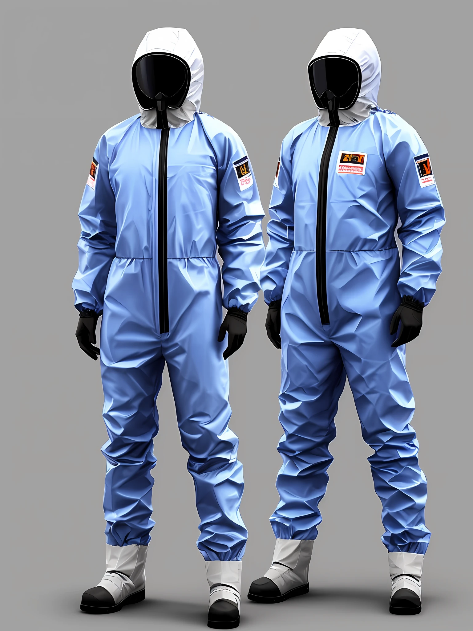 SCP Foundation Researcher wearing a full body hazmat suit, realistic, ultra realistic, concept art, white background