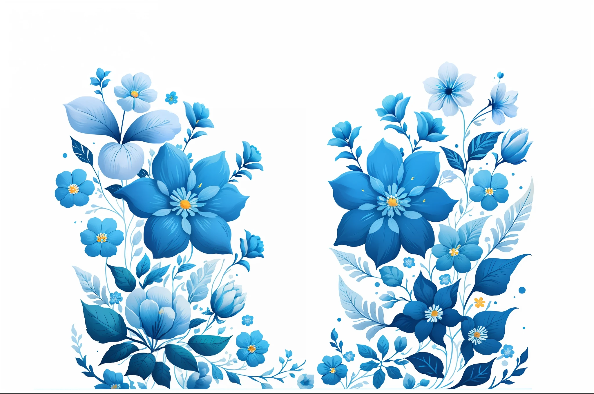 Not full picture, pure white background, white background with many blue flowers on white background: 3, flower background, blue flower accent, flower wallpaper, flowers, floral patterns