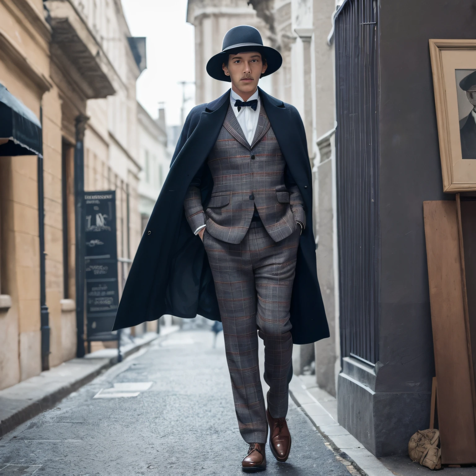 Sherlock Holmes is described as a tall, slender man, approximately 1.83 feet tall. He possesses an angular figure, with broad shoulders and an upright posture. His face is thin and angular, with a pronounced jaw and protruding cheekbones.

Their eyes are piercing and deep, usually described as gray or blue-gray, bright with a peculiar intensity. Among its most distinctive features are its arched, thin eyebrows, which often rise in a sign of surprise or interest.

Holmes is known for his prominent aquiline nose, which complements his striking appearance. Her dark hair is usually described as unkempt, messy, with a few locks falling over her forehead. He has a broad, wrinkled forehead, which often reflects his intense brain activity.

As for his attire, Holmes is known for his distinctive attire. He usually wears a tweed overcoat, which goes up to his knees, accompanied by a cape and a felt hunter's hat. His look is complete with a bow tie, a flawless white shirt and a formal vest.

In short, the appearance of Sherlock Holmes is characterized by his slender figure, angular features, piercing eyes, unkempt hair and his peculiar style of dress, which have become an integral part of his iconic representation.