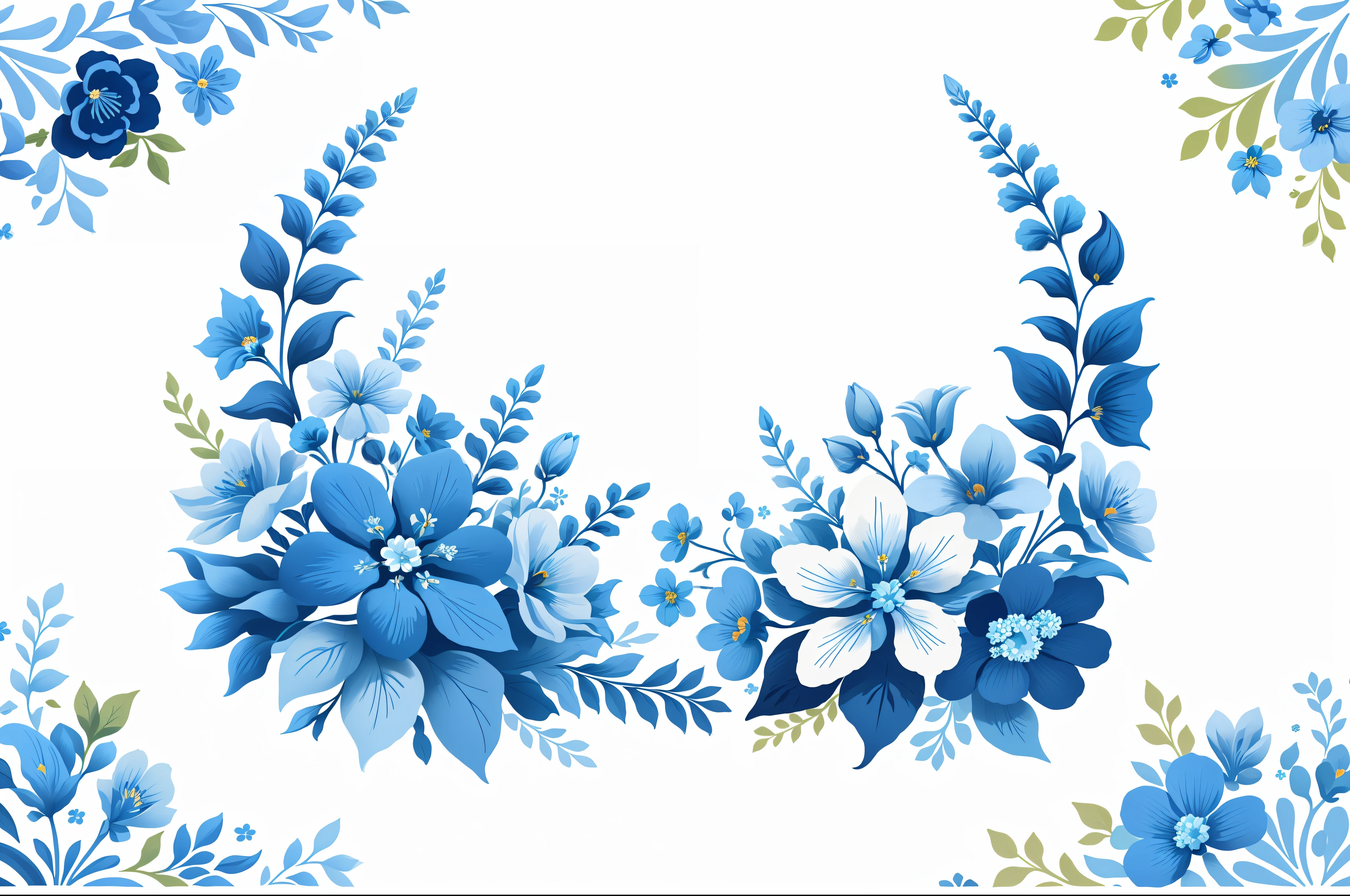 Not full picture, pure white background, white background with many blue flowers on white background: 3, flower background, blue flower accent, flower wallpaper, flowers, floral patterns