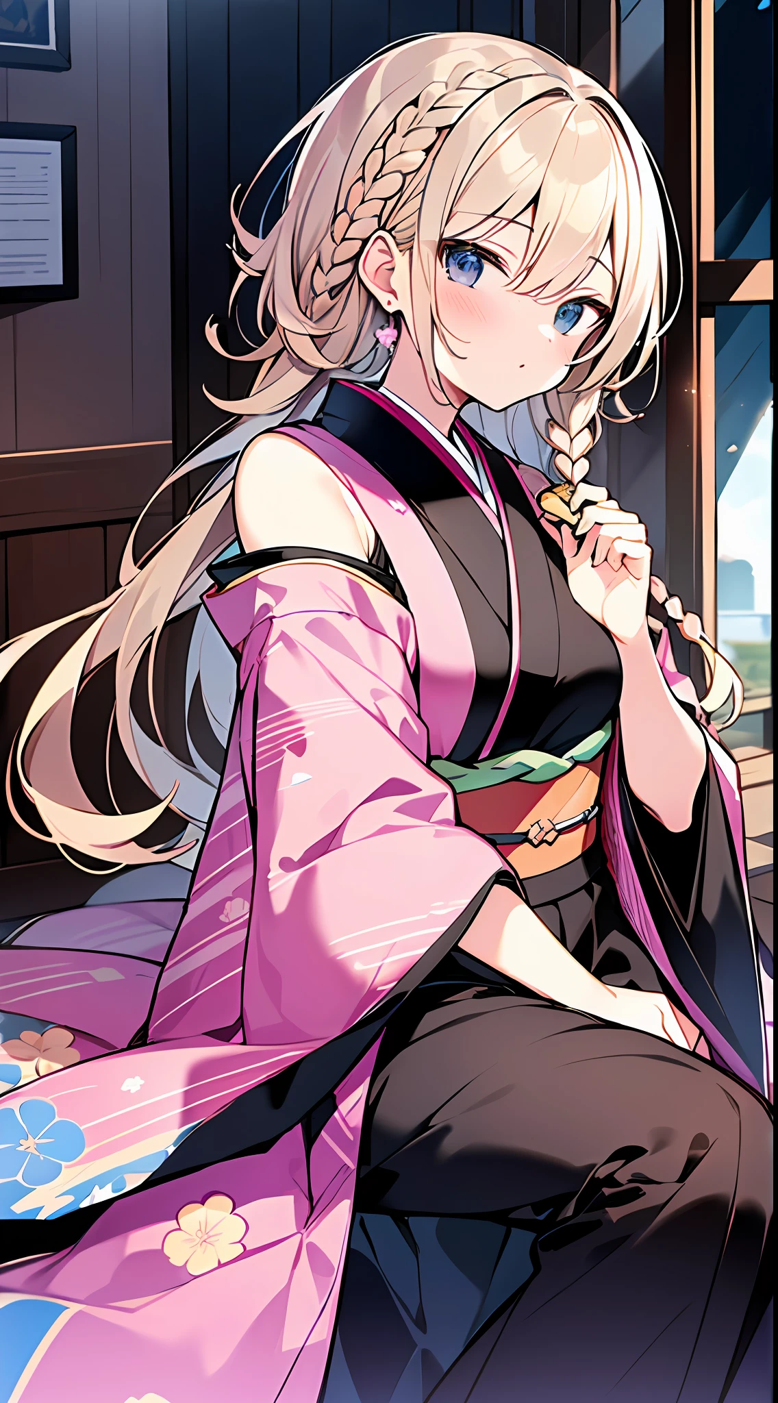 (Incredibly Absurdres Absolutely Resolution: 1.5), Top Quality, Masterpiece, Ultra High Definition, 8k, (Multiple Girls), (Light Colored Kimono, Geta, Pants) BREAK Shoujo Manga Style, (Loli), Soft Line Art, Digital Enhancement, Shojo Manga Touch, Hairstyle Fax, Environmental Change Scene, Hairstyle Fax, Shoujo Mangacore, (((Length of hair to shoulders))), (((Short braid))), Beautiful Hair, entangle, Beautiful and aesthetic: 1.5, High Quality: 1.3