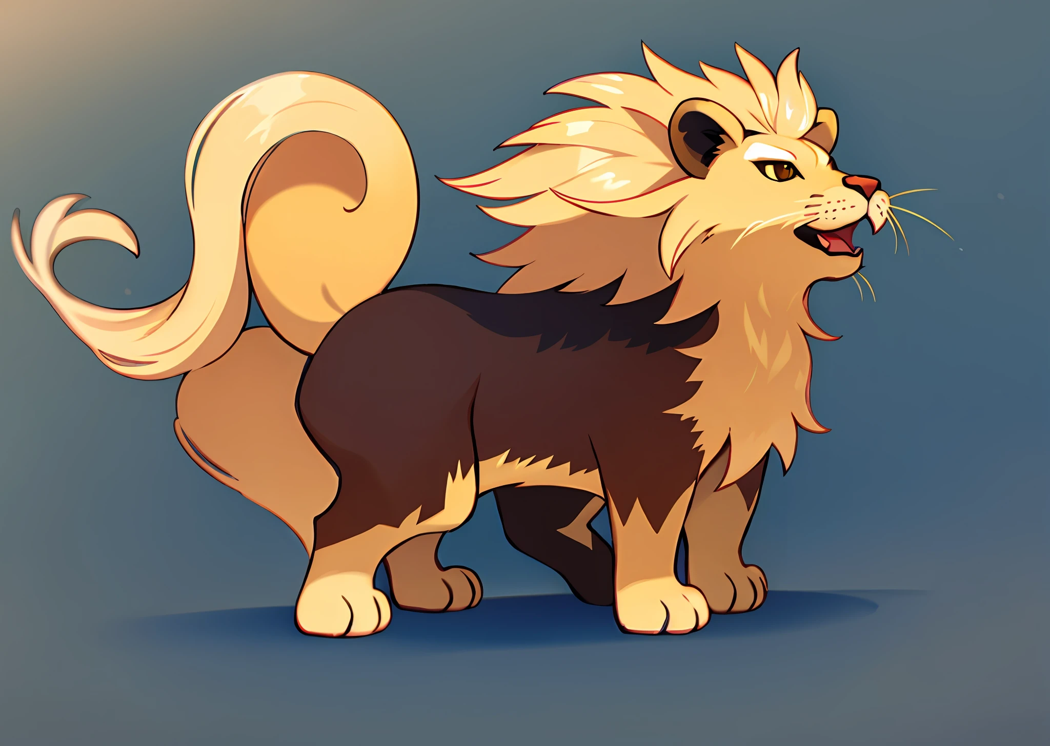 A blonde haired lion, lion, golden, white background, simple background