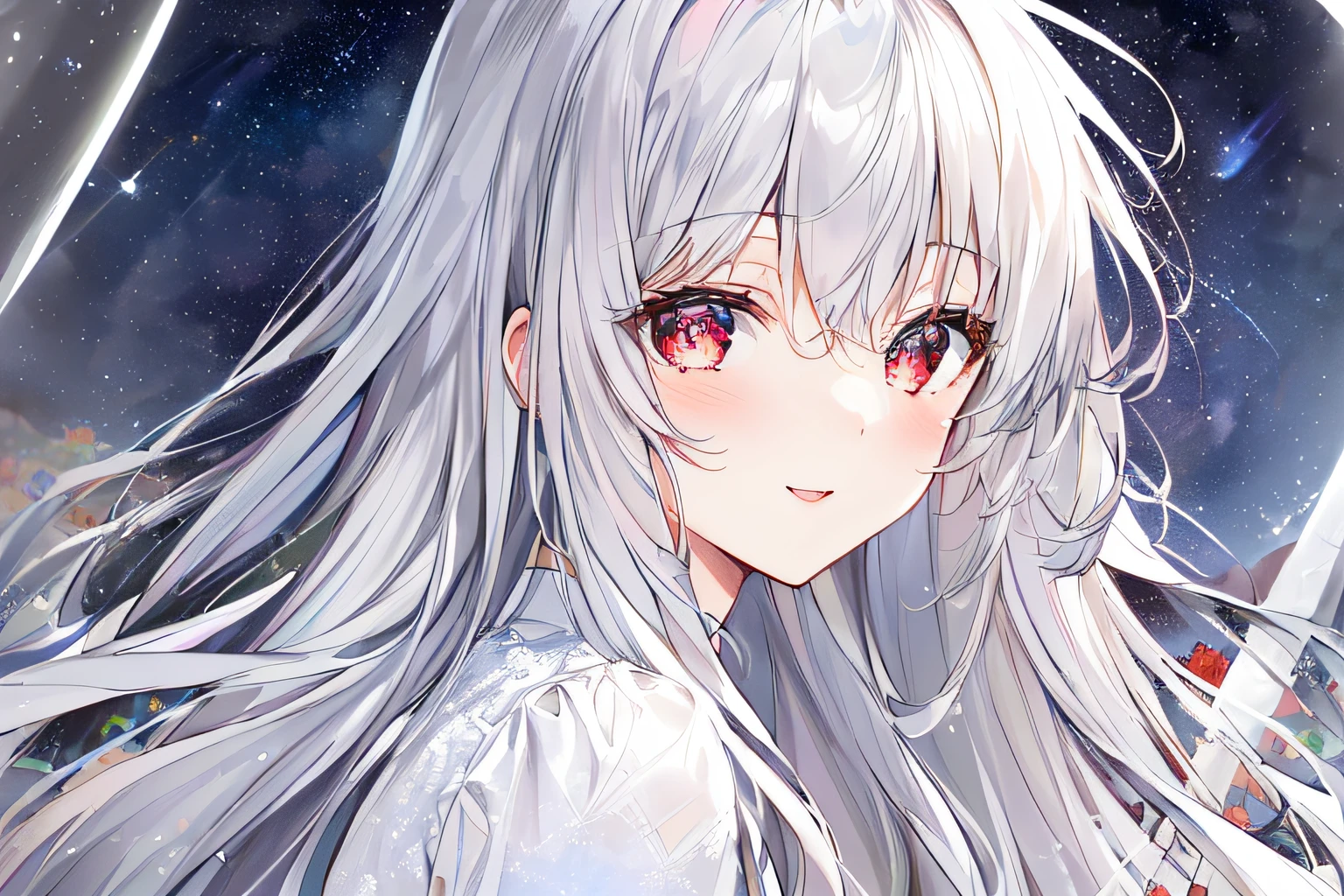 1girl, full body, denim photo, (Rembrandt), illustration, (masterpiece), (best quality), (ultra_detailed), finely detail, (Depth of field), , glove, long hair, star\ (symbol\), looking at viewer, (silver hair:1.2), red eyes, upper body, hair ornament, :p, frills, pink shirt, smile, sleeveless, shirt, idol, symbol-shaped pupils, hands up, brags smile, sleeveless, shirt, idol, symbol-shaped pupil, bangs, side up, star-shaped pupils, arms up, skirt pulling, roaring twenties, isometric, From above, the sky, the flowers, the cliffs,