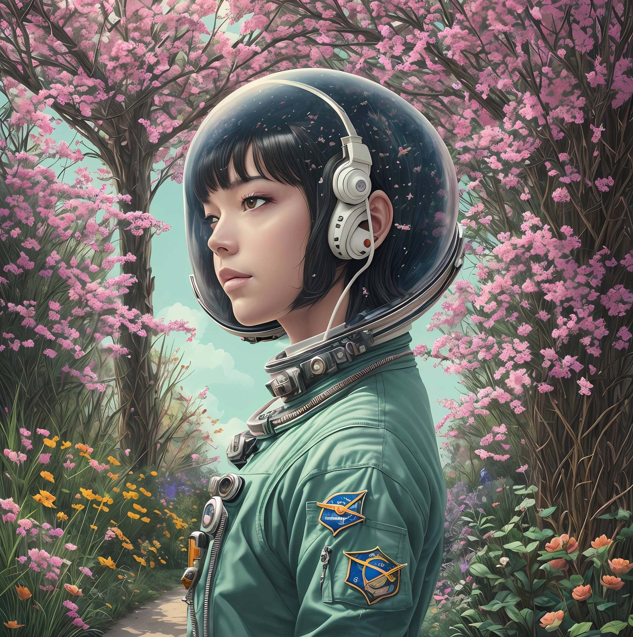An astronaut in a garden on a spring day, by martine johanna and simon stalenhag and chie yoshii and casey weldon and wlop : : ornate, dynamic, particulate, rich colors, intricate, elegant, highly detailed, harper's bazaar art, fashion magazine, smooth, sharp focus, 8 k, octane render --auto --s2