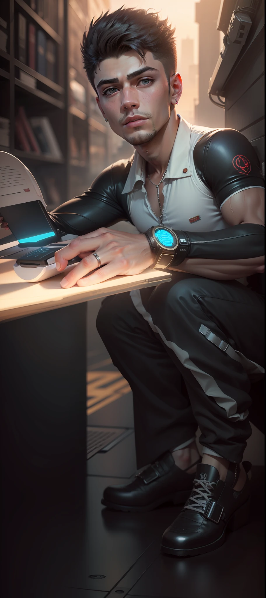 Change background cyberpunk handsome boy, realistic face, 8k, ultra realistic,