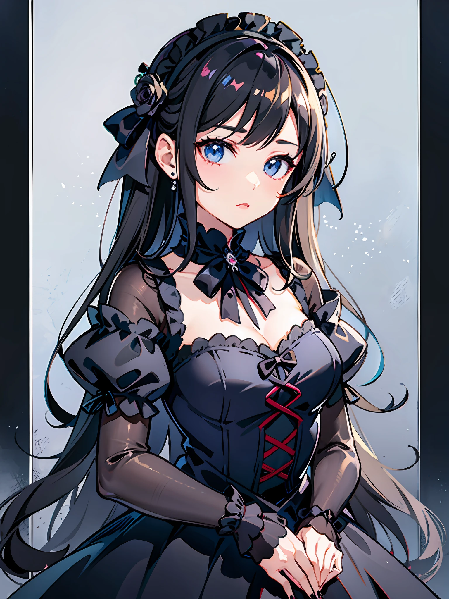arafed woman in a black dress and a flower crown, black gothic lolita dress, anime girl cosplay, gothic maiden anime girl, victorian gothic lolita fashion, anime cosplay, wearing a gothic dress, loli in dress, an elegant gothic princess, loli, ornate cosplay, anime girl wearing a black dress, maid dress, lolita fashion, gothic maiden, gothic dress