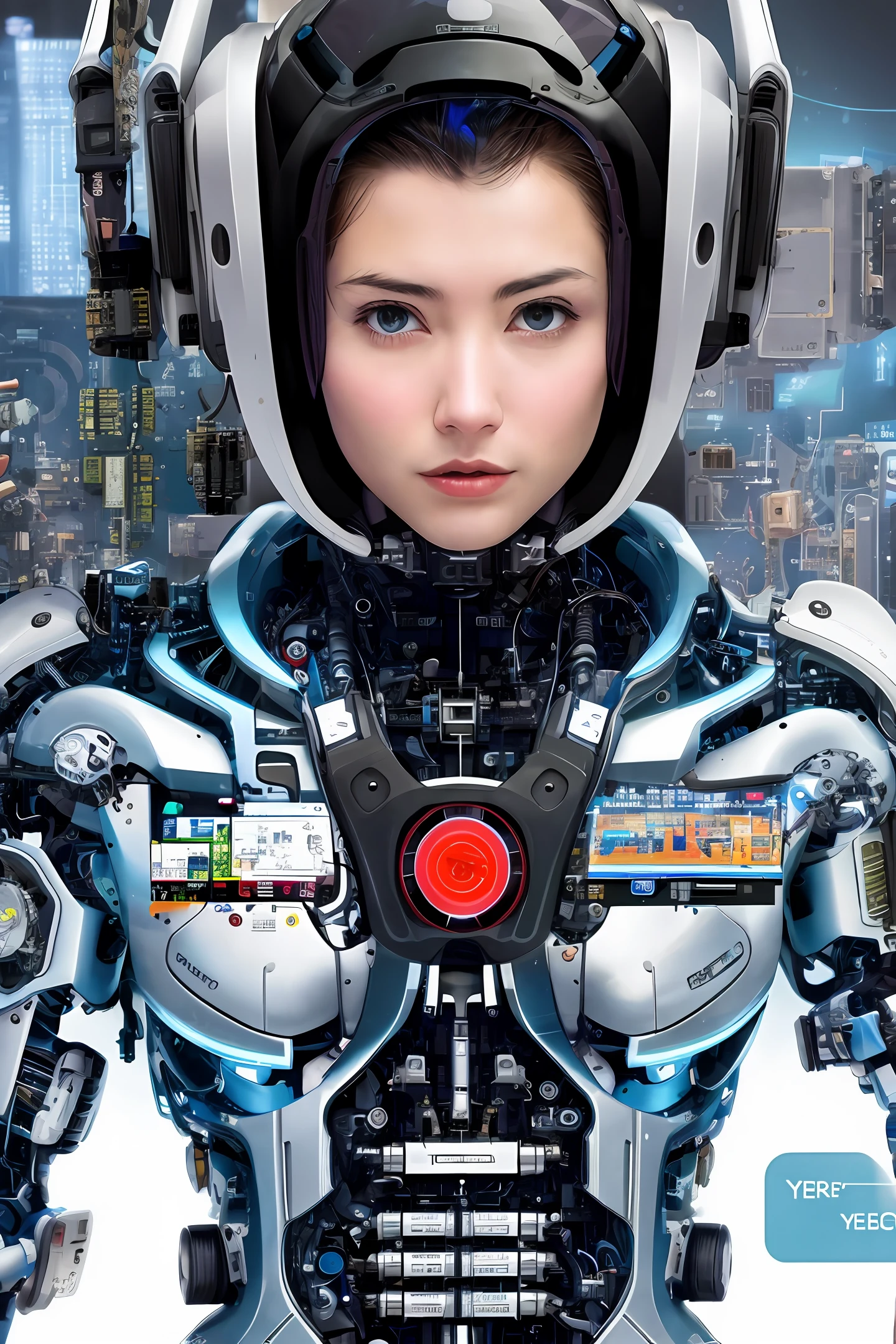 Human being hi-tech, year 3000, cybernetic, cyborg, high tech