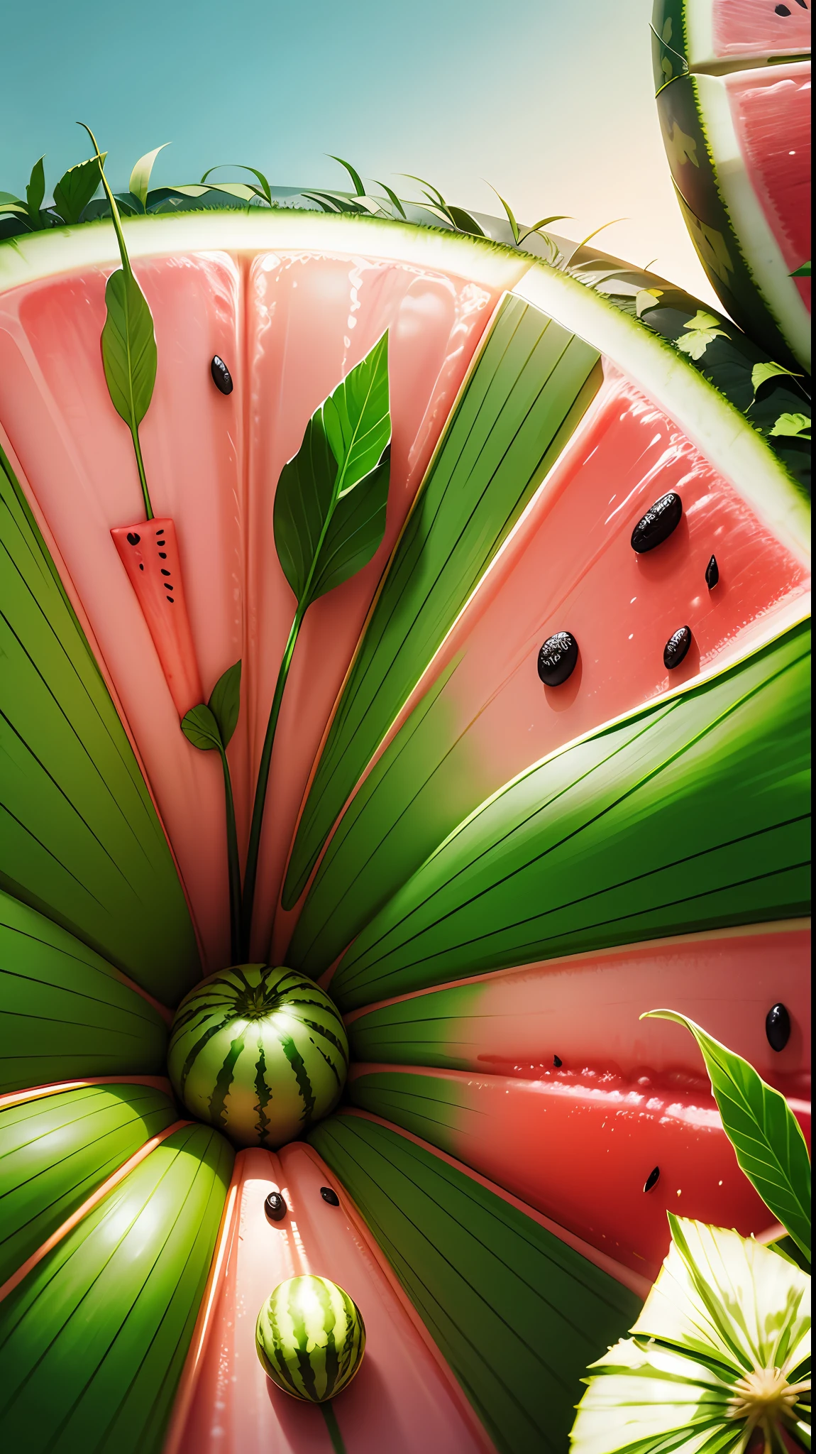 Hand drawn watermelon field --auto