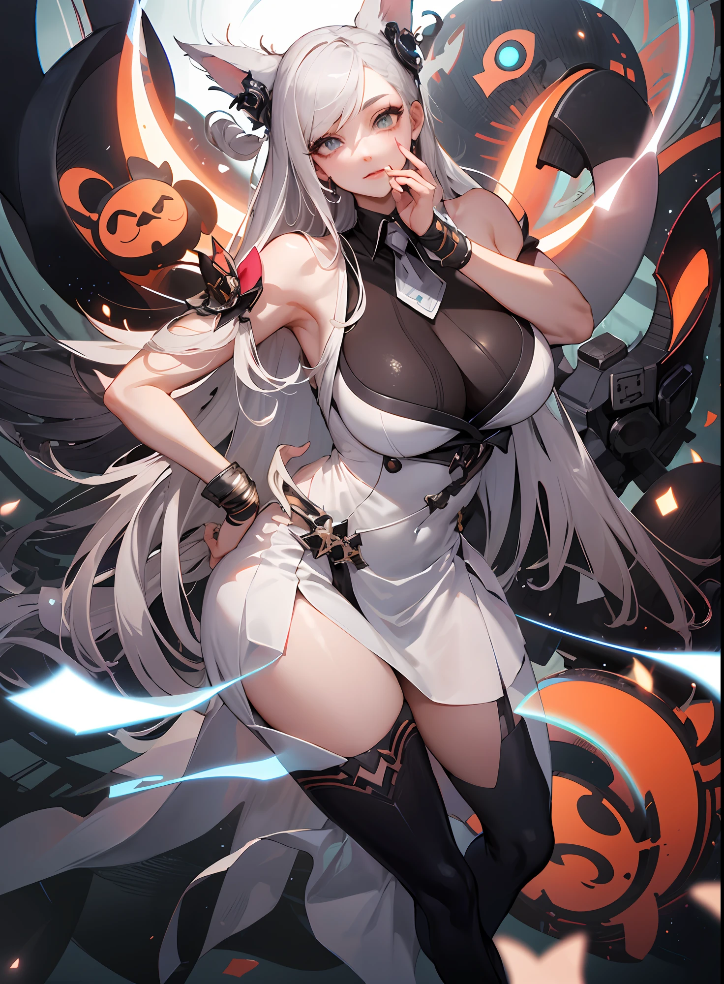 Anime Girl with Pose in Shiny Dress, KDA, Seductive Anime Girl, Seraphim Ahri KDA, Extremely Detailed Art Germ, [ 8K Digital Art ]!, Ross Sakimican, Tifa Lockhart with Gray Hair, Trends in ArtStation Pixiv, Digital Art on Pixiv, Digital Animation Art, 8K wallpaper, minimalist details, rendered with SFM, Guillem H. Pongiluppi, high-quality digital concept art, by Bayard Wu, concept art wallpaper 8K, 8K HD wallpaper digital art, bright colors, (Dynamic angle: 1.4), PerfectNwsjMajic, (Obra-prima, top quality, best quality, official art, beauty and aesthetics: 1.2), extreme detail, colorful, highest detail, Obra-prima, best quality t, reality, anime goddess, movie goddess body shot, beautiful goddess, extremely detailed goddess shot, realistic,