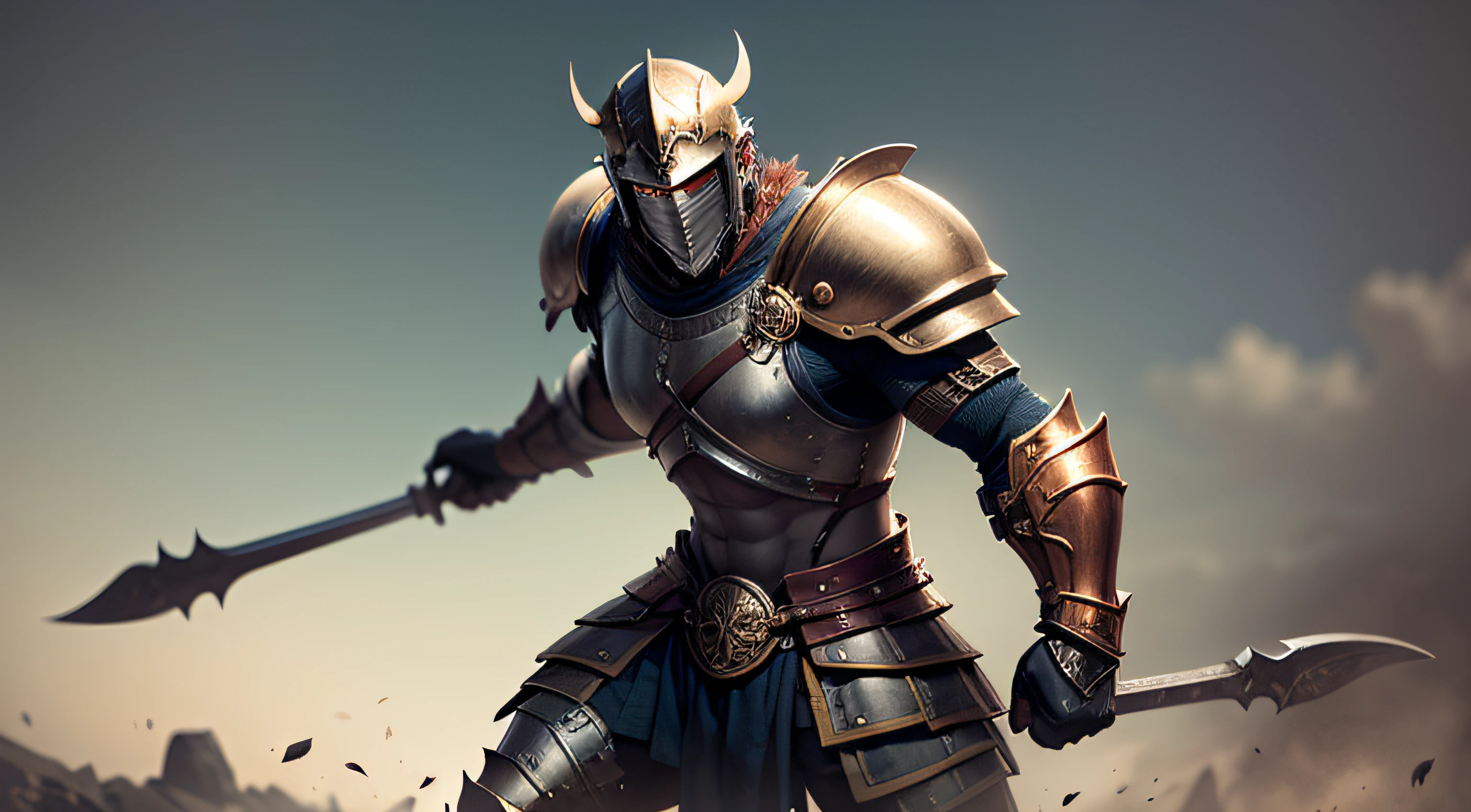 medieval warrior spartan man with armor --auto