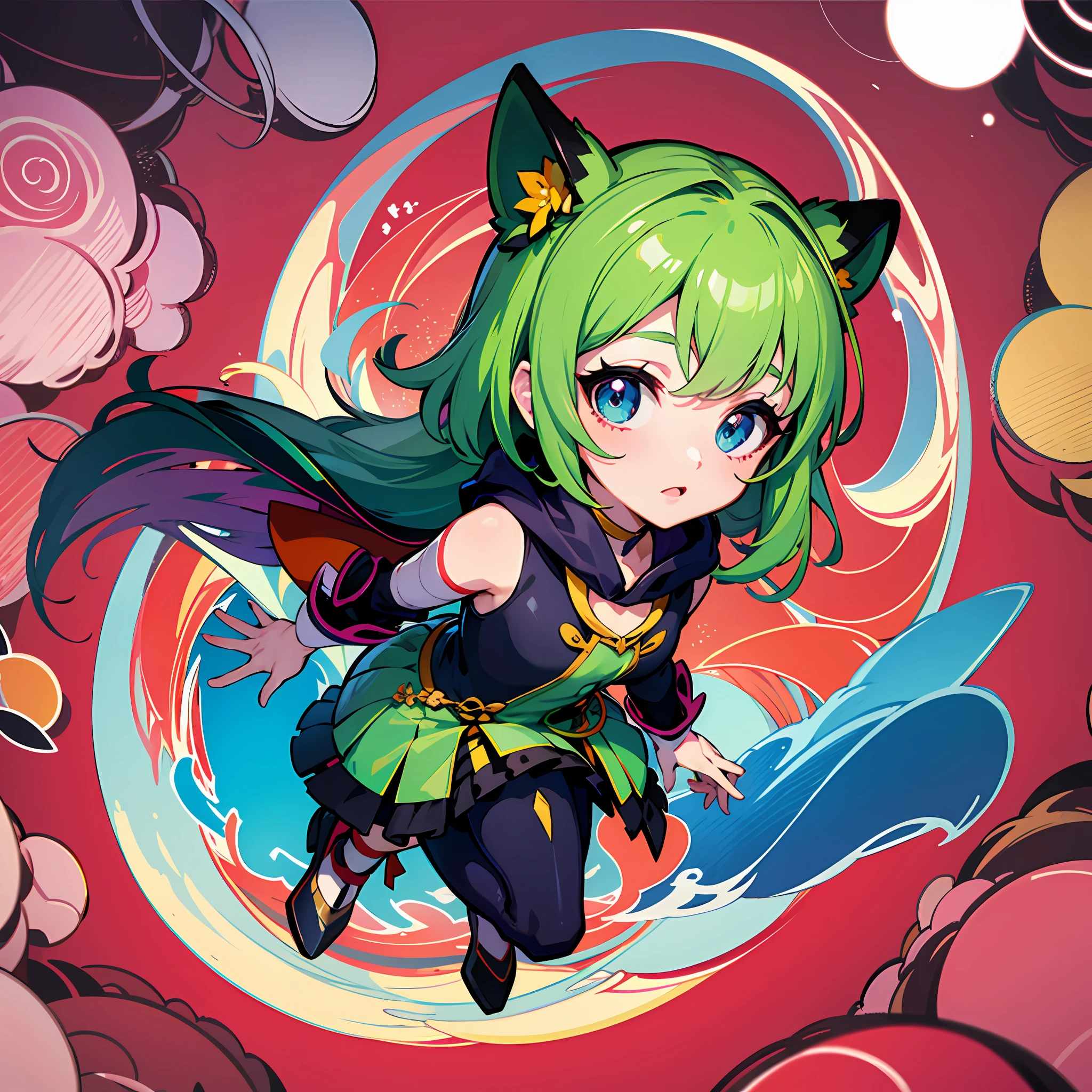 (Stickers: 1.5), White Background, Macross F Lanka Lee, Chibi Chara, Full Body, Cute Chibi Character, Best Masterpiece, Best Quality, 12k, Macross F