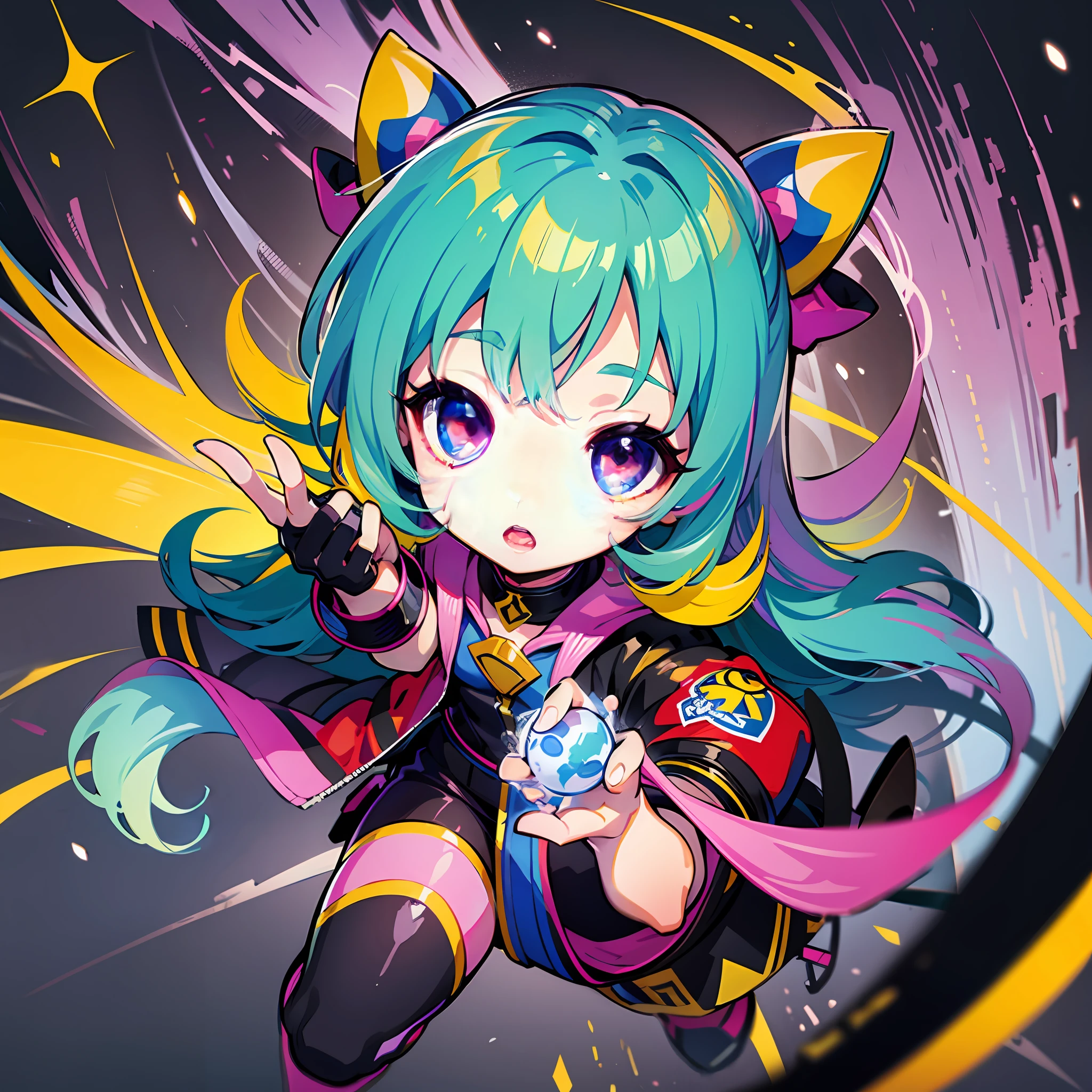 (Stickers: 1.5), White Background, Macross F Lanka Lee, Chibi Chara, Full Body, Cute Chibi Character, Best Masterpiece, Best Quality, 12k, Macross F