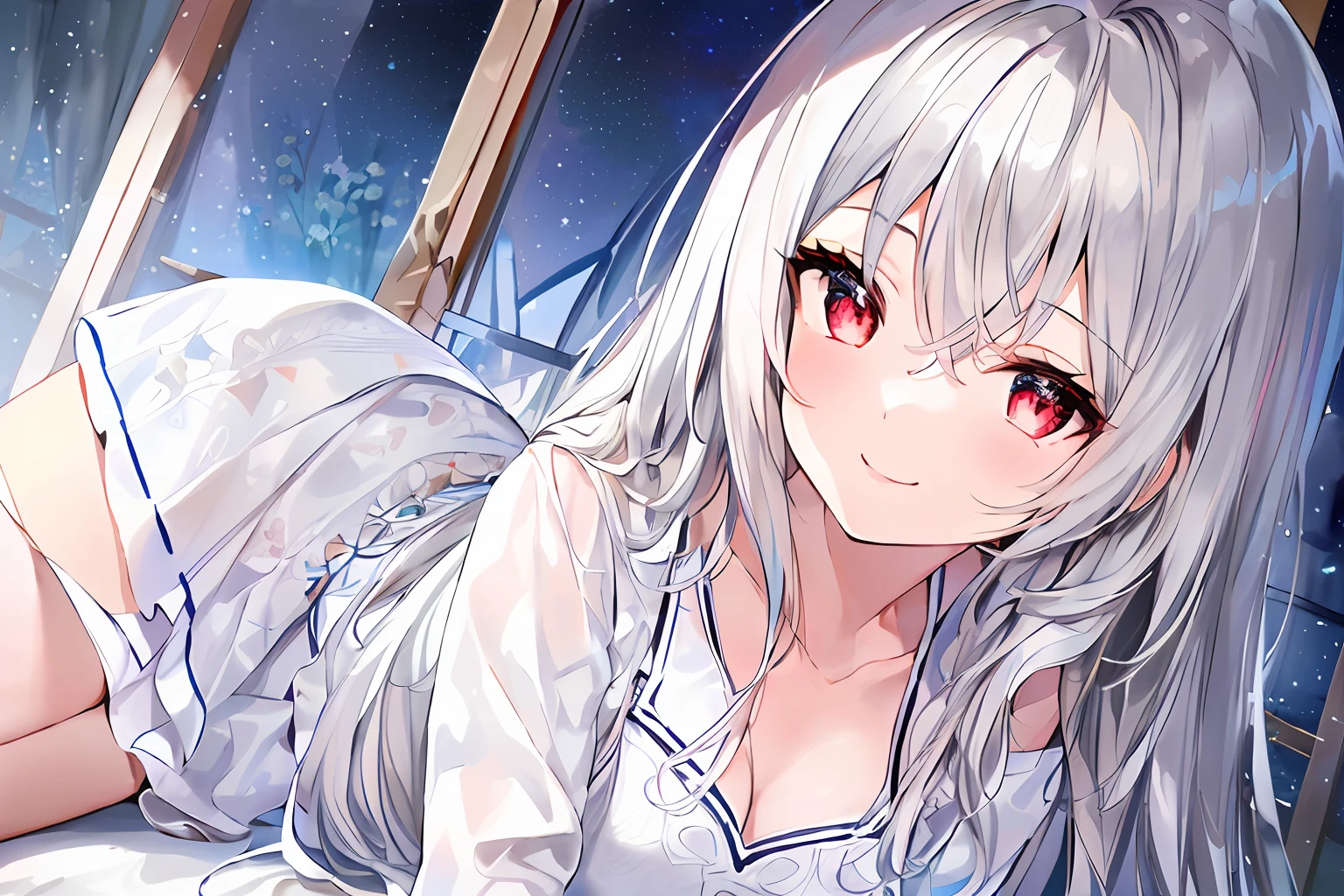 1girl, full body, denim photo, (Rembrandt), illustration, (masterpiece), (best quality), (ultra_detailed), finely detail, (Depth of field), , glove, long hair, star\ (symbol\), looking at viewer, (silver hair:1.2), red eyes, upper body, hair ornament, :p, frills, pink shirt, smile, sleeveless, shirt, idol, symbol-shaped pupils, hands up, brags smile, sleeveless, shirt, idol, symbol-shaped pupil, bangs, side up, star-shaped pupils, arms up, skirt pulling, roaring twenties, isometric, From above, the sky, the flowers, the cliffs,