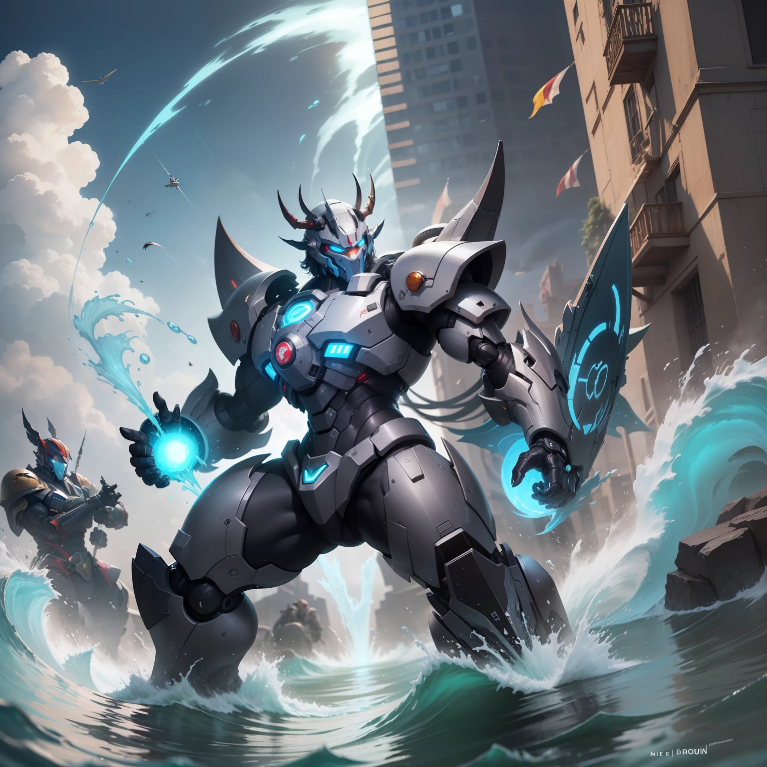 The Basalt Mech is a fictional mecha character that often appears in science fiction works. Xuanwu is one of the four elephants in Chinese mythology, symbolizing the north and water. For this reason, Xuanbai mechs are usually designed as mechs with strong defensive and water attribute capabilities.

Xuanbai mechs usually have a sturdy shell and a powerful shield system that can withstand various attacks and protect the pilot. It is also equipped with powerful weapon systems such as artillery, missiles, and energy swords that can wreak havoc on enemies.

In addition, the Xuanbu mech also has the ability of water attribute, which can move freely in the water and use the power of water to attack and defend. It can generate attack skills such as water walls, water waves, and water pillars, while also using the fluidity and immersion of water to dodge enemy attacks.

In storylines, Xuanbu mechs are often used to protect justice, fight evil forces, or perform special missions. Its great abilities and defensive nature make it the backbone of battle, providing the protagonist with strong support and protection.