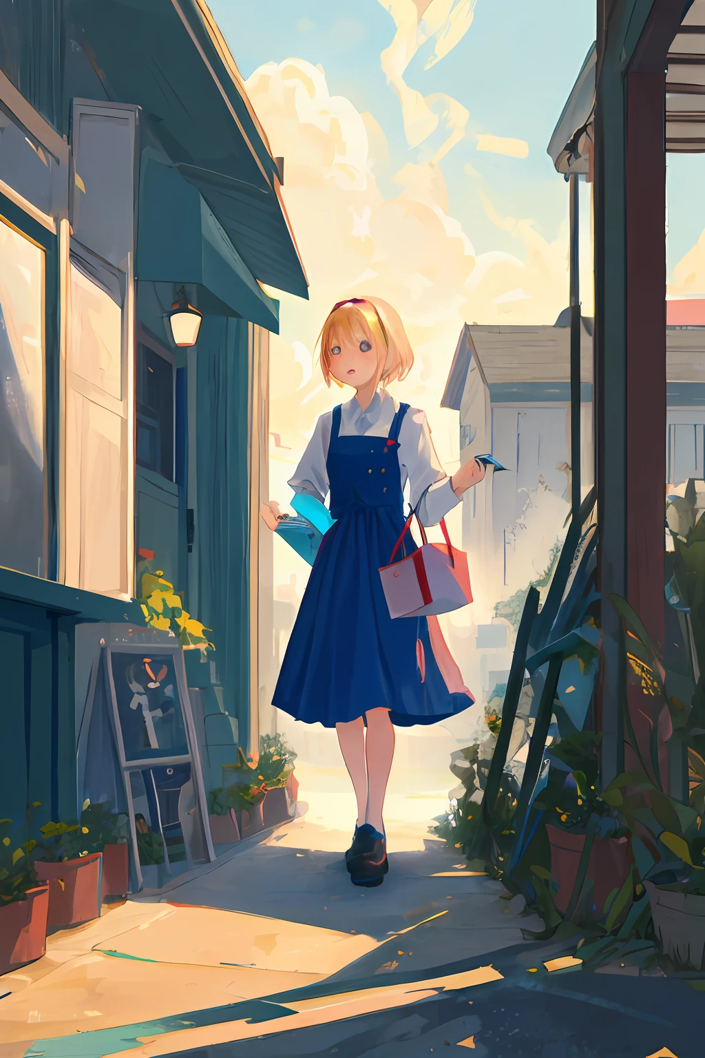 On a sunny morning, very early, Alice woke up, her little heart beating excitedly. A blue envelope, full of mystery, stood on the doorstep, leaving her intrigued.