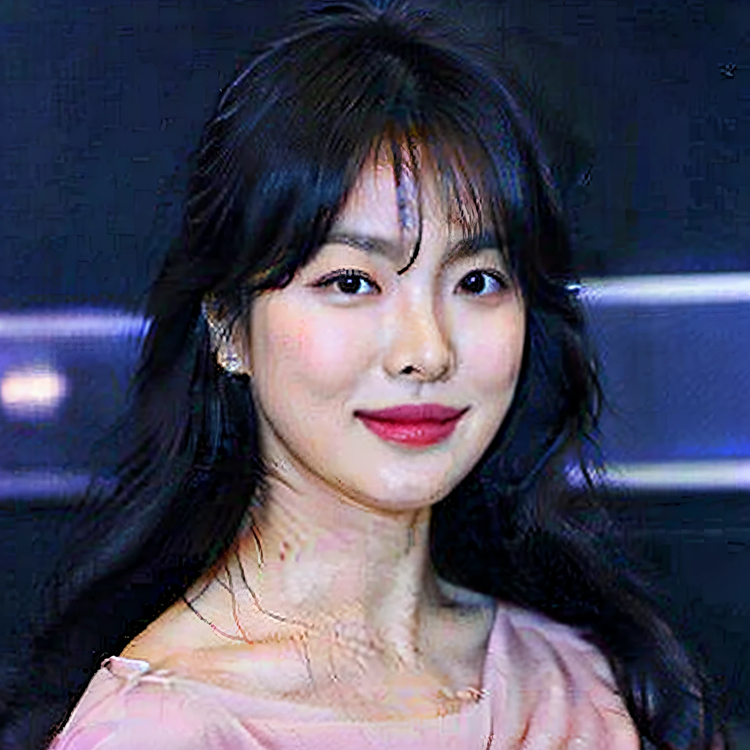 a close up of a woman with a pink dress and earrings, yun ling, star trek asian woman, maggie cheung, mariko mori, 8 0 s asian neon movie still, rei hino as a princess, 奈良美智, song nan li, sherilyn fenn 2 6 