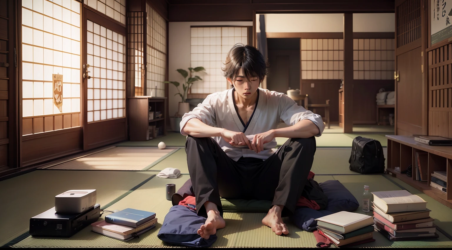 Japan male college students in a Japanese-style room --auto