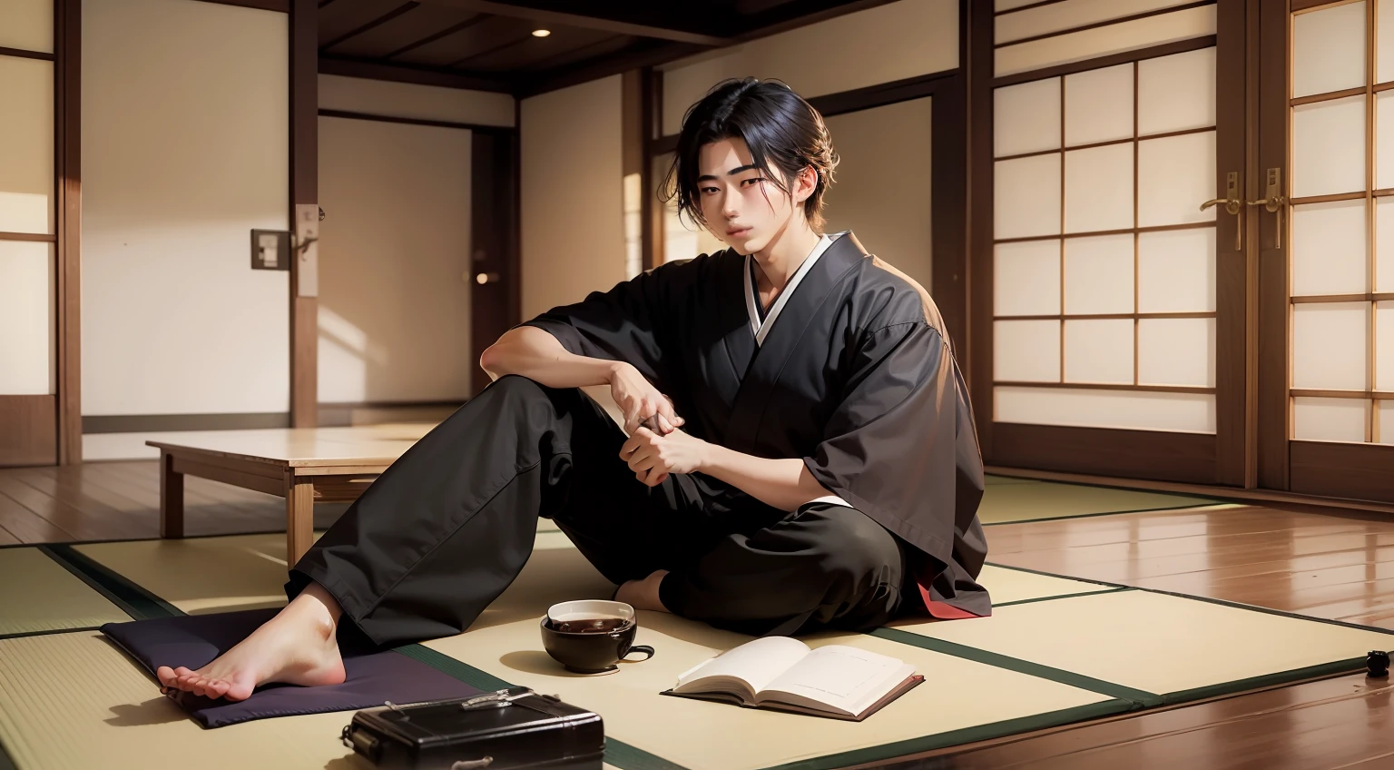 Japan male college students in a Japanese-style room --auto