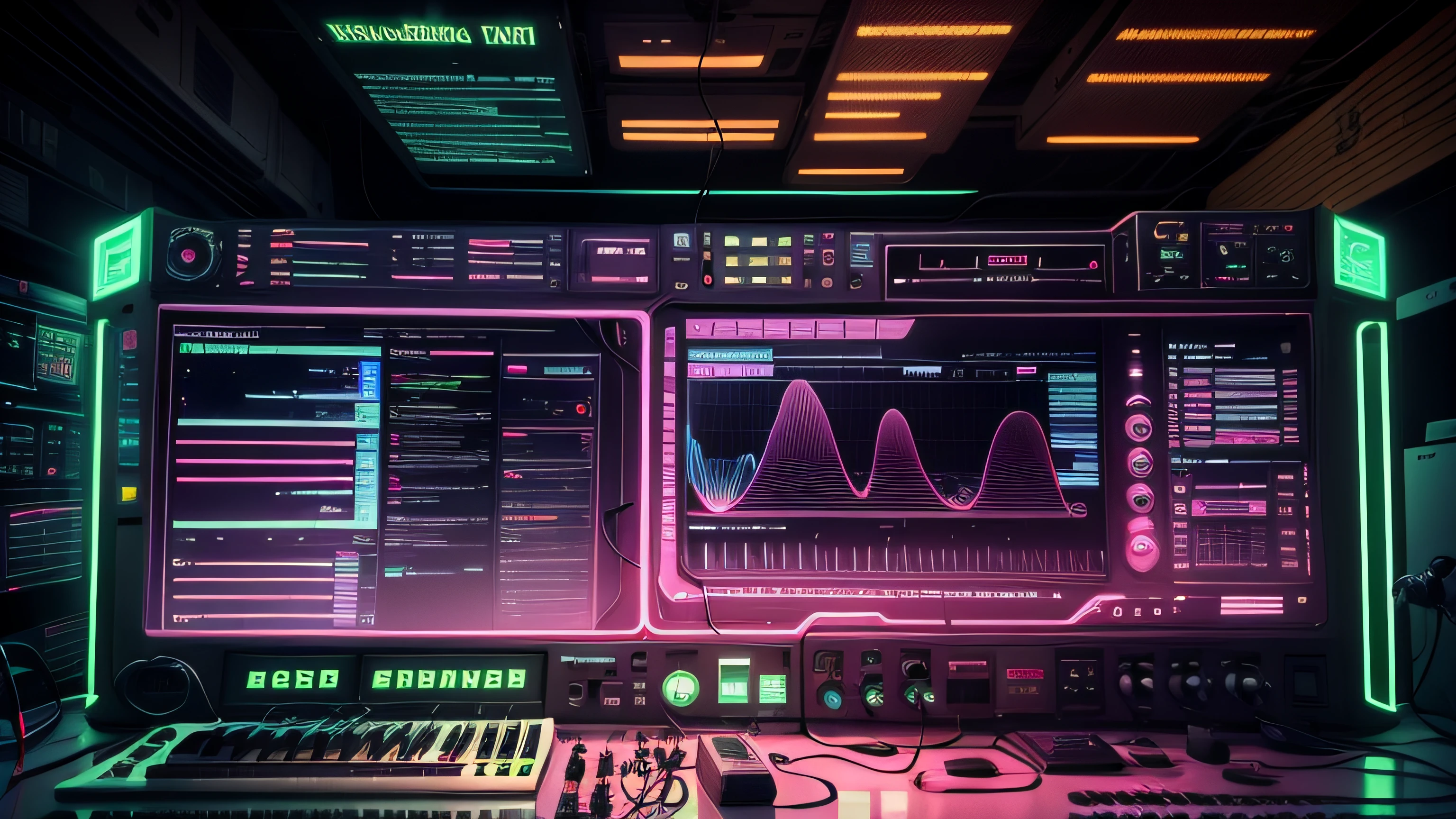 Viintage Neon synthesizer, neural, brain, cerebrus, synth braiin, neura brain, neon brain, hacking brain