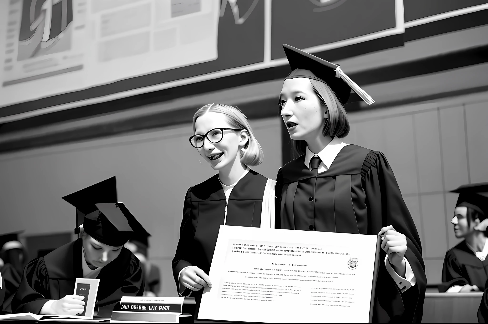 A picture of Grace Hopper graduating from Vassar College, with her diploma in hand.