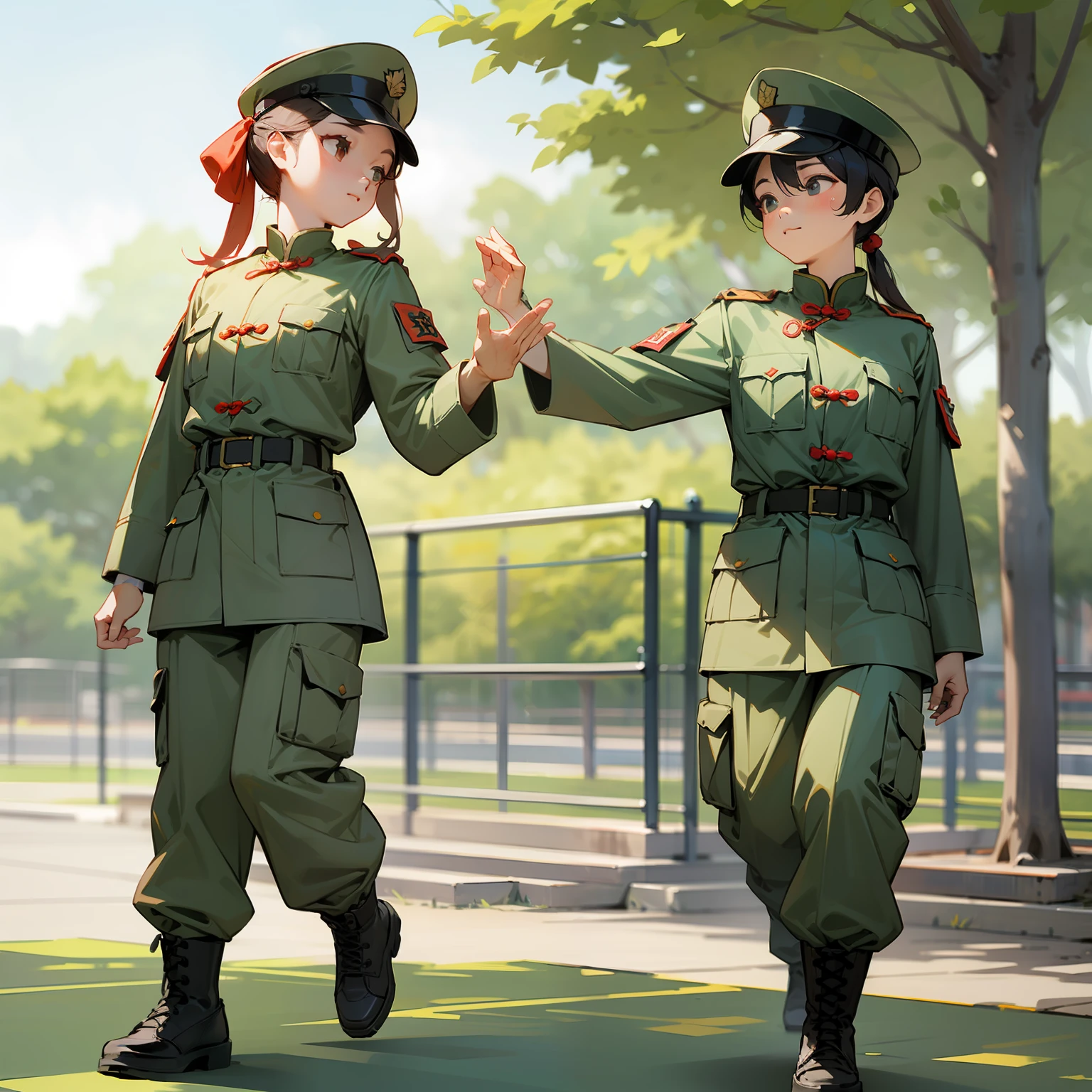 Military Training Two-dimensional College Students Playground Camouflage Uniform China Positive Sunshine