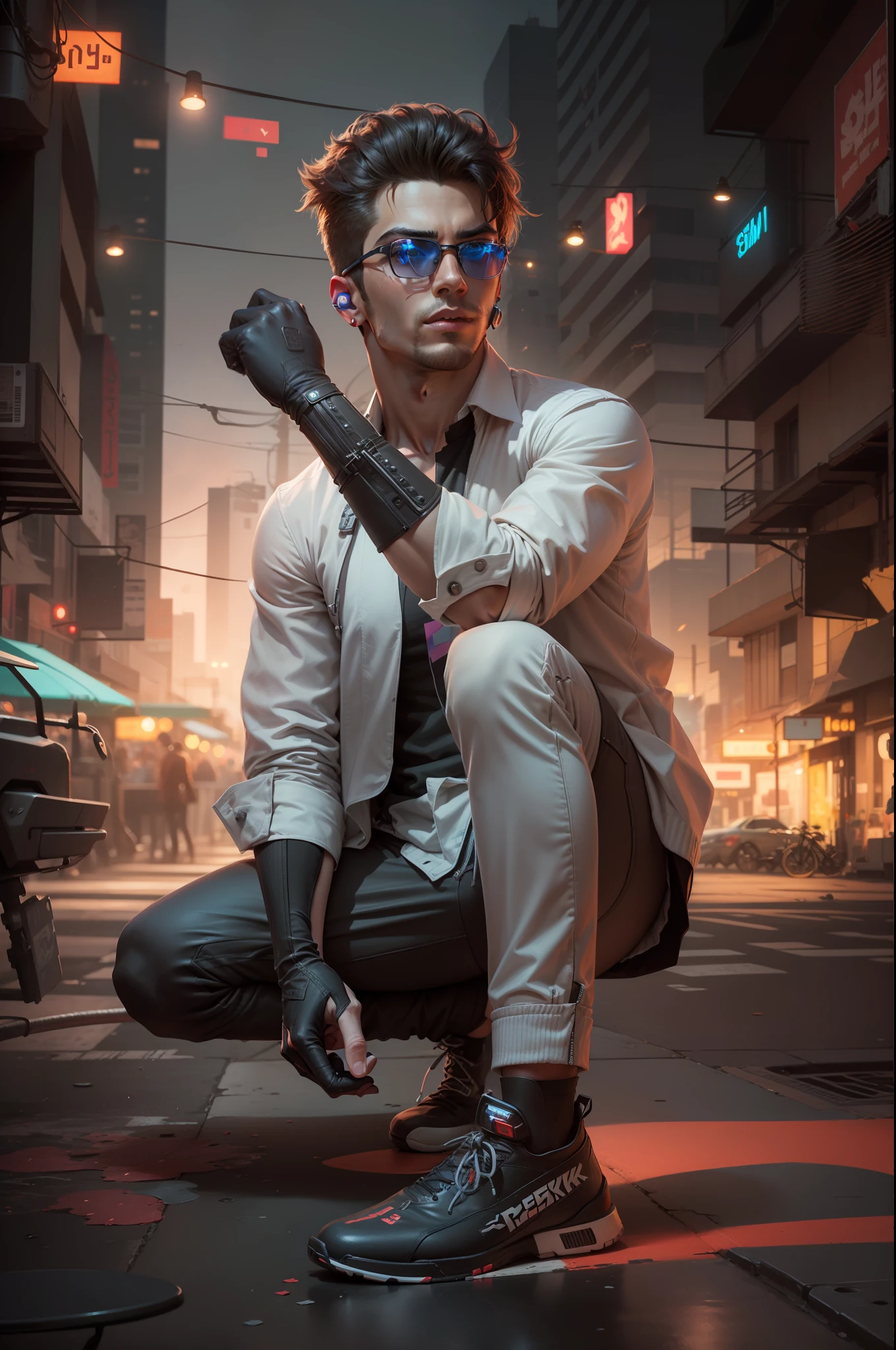 Change background cyberpunk handsome boy, realistic face, 8k, ultra realistic
