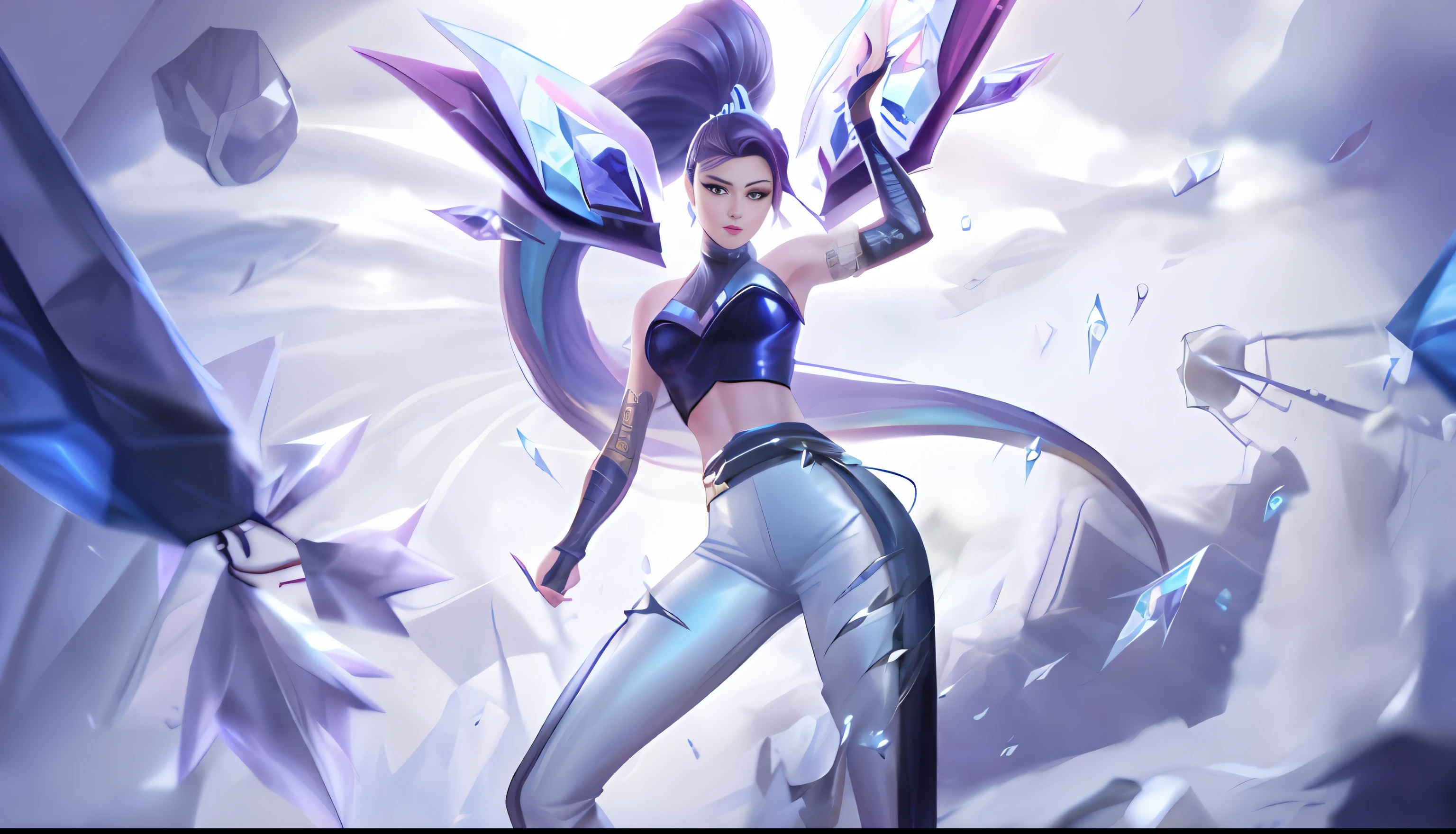 Realism, League of Legends illustration, delicate face, pointed chin, slimming face, kasha, fox eyes, noble temperament, style art germ, KDA, crystal skin, extremely detailed art