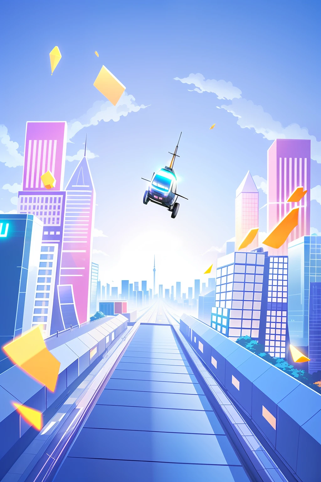 surreal cityscape background, skyscrapers and flying cars, futuristic city background, futuristic city background, daytime cityscape, upbeat matte painting, megacity background, buildings flying, futuristic city background, anime style cityscape, futuristic city street, futuristic cityscape, cybernetic city background