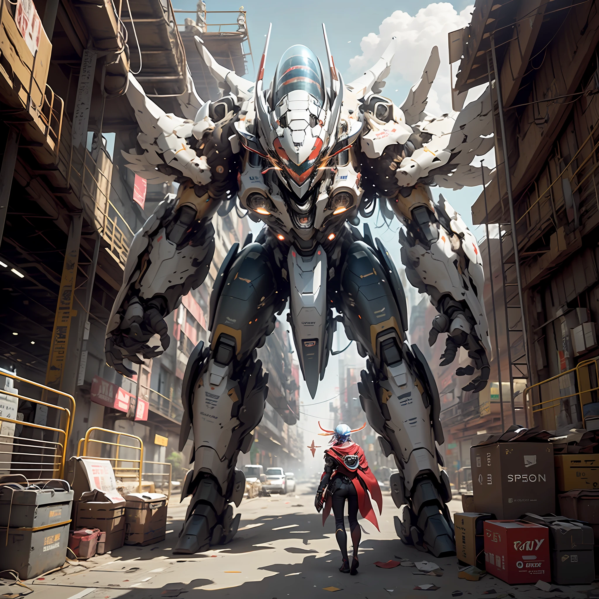 ((Best quality)), ((masterpiece)), (highly detailed:1.3), 3D, beautiful, (cyberpunk:1.2), in space, nebula, holding_weapon, (1Female mecha:1.3), facing the viewer, glowing eyes, full body, (flying, swooping down, dynamic, motion blur: 1.4), (huge mecha wings: 1.6), looking up, glowing_eyes, mecha, panorama, background is earth, nebula, space, particles, reality, HDR (High Dynamic Range), Ray Tracing, NVIDIA RTX, Super Resolution, Unreal 5, Subsurface Scattering, PBR Texturing, Post Processing, Anisotropic Filtering, Depth of Field, Maximum Clarity and Clarity, Multilayer Textures, Albedo and Specular map, Surface shading, accurate simulation of light-material interaction, perfect proportion, Octane Render, two-tone lighting, large aperture, low ISO, white balance, rule of thirds, 8K RAW, efficient sub-pixel, sub-pixel convolution,
